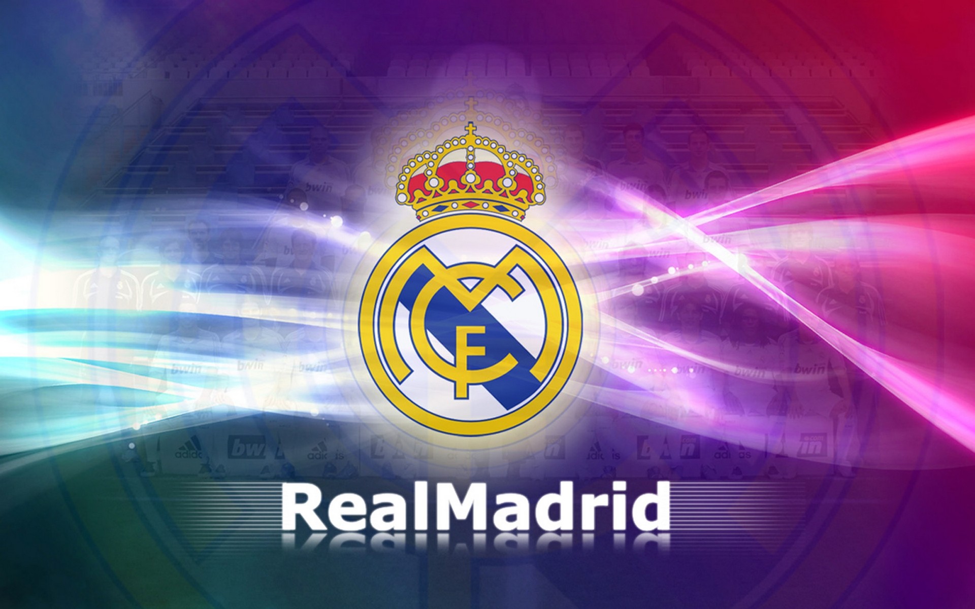 Real Madrid, Logo, Luci viola, 16:10 Full HD, sfondo widescreen
