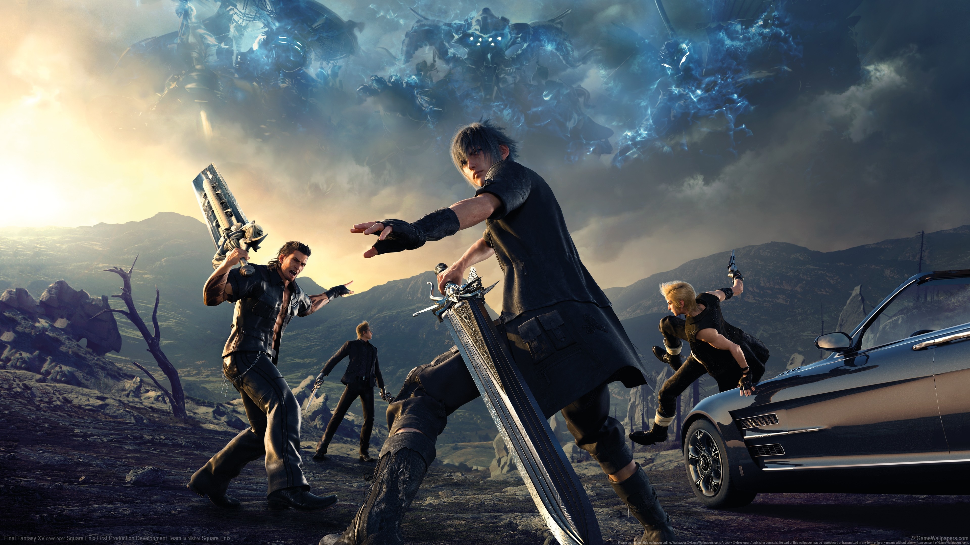 Final Fantasy XV, Noctis Lucis Caelum, Gladiolus, Prompto, Ignis, sfondo desktop 4K