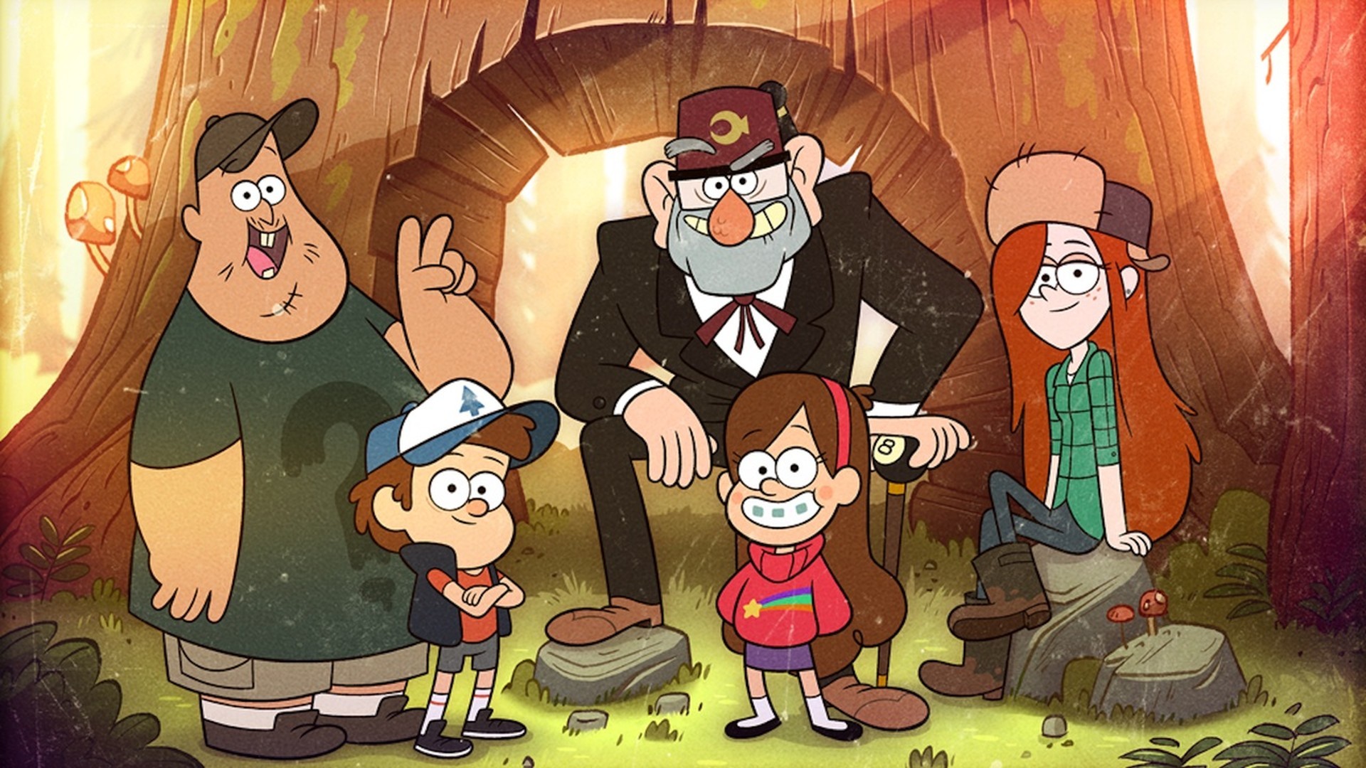 Gravity Falls, Stan Pines, Dipper Pines, Mabel Pines, Soos, Wendy Corduroy, sfondo Full HD per portatile