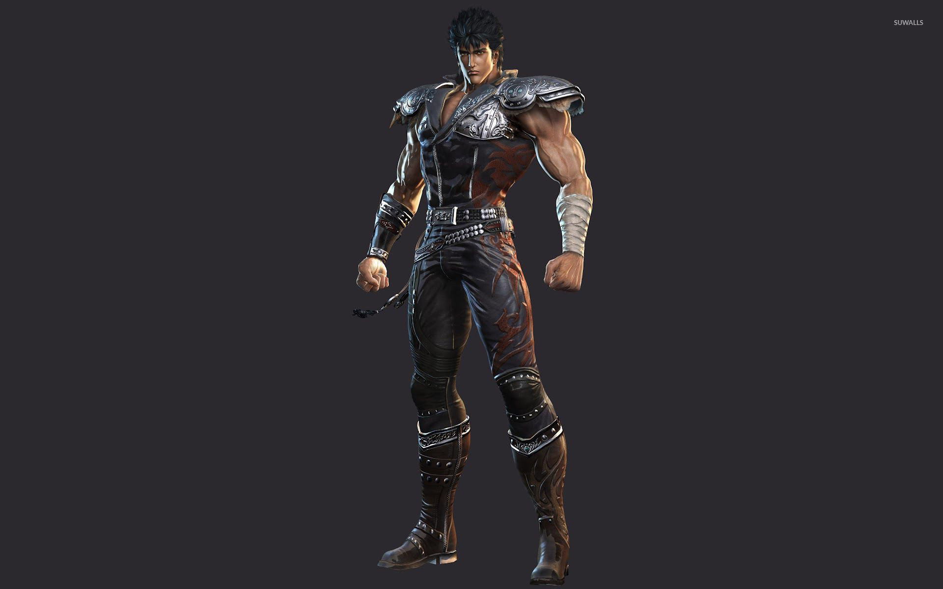 Kenshiro, Fist of the North Star: Lost Paradise, Modello 3D, Sfondo grigio, wallpaper 1920x1200