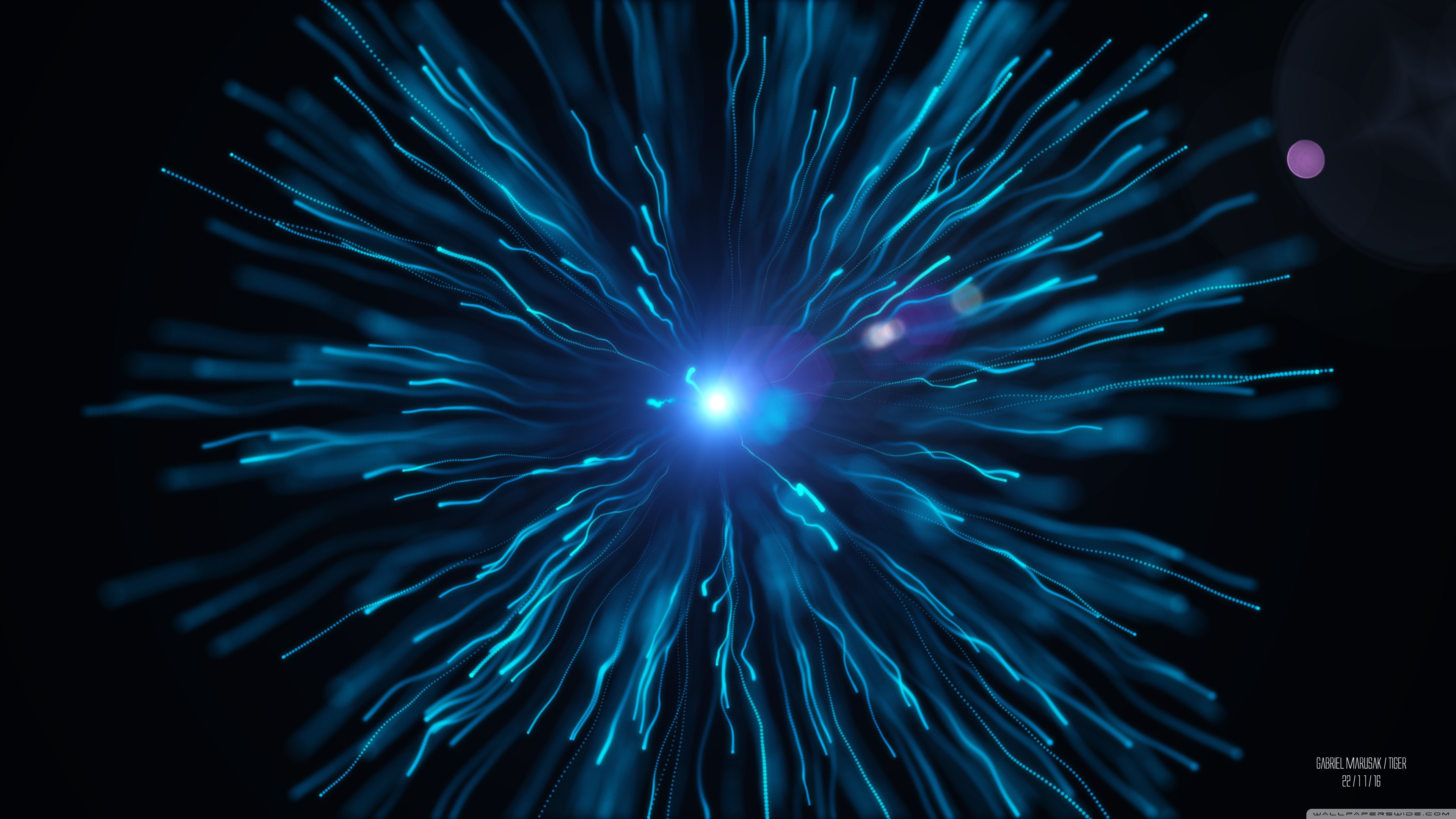 Esplosione di luce, Blu, Astratto, 16:9 4K, wallpaper widescreen