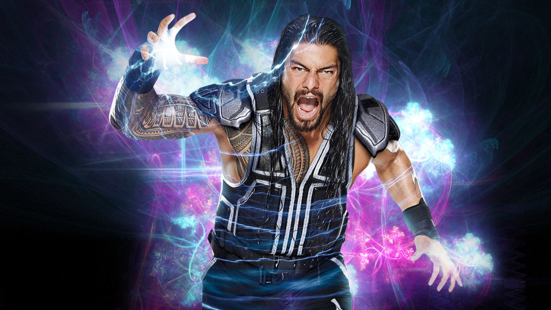 Roman Reigns, WWE, Arte digitale, Viola, 1920x1080, sfondo per PC
