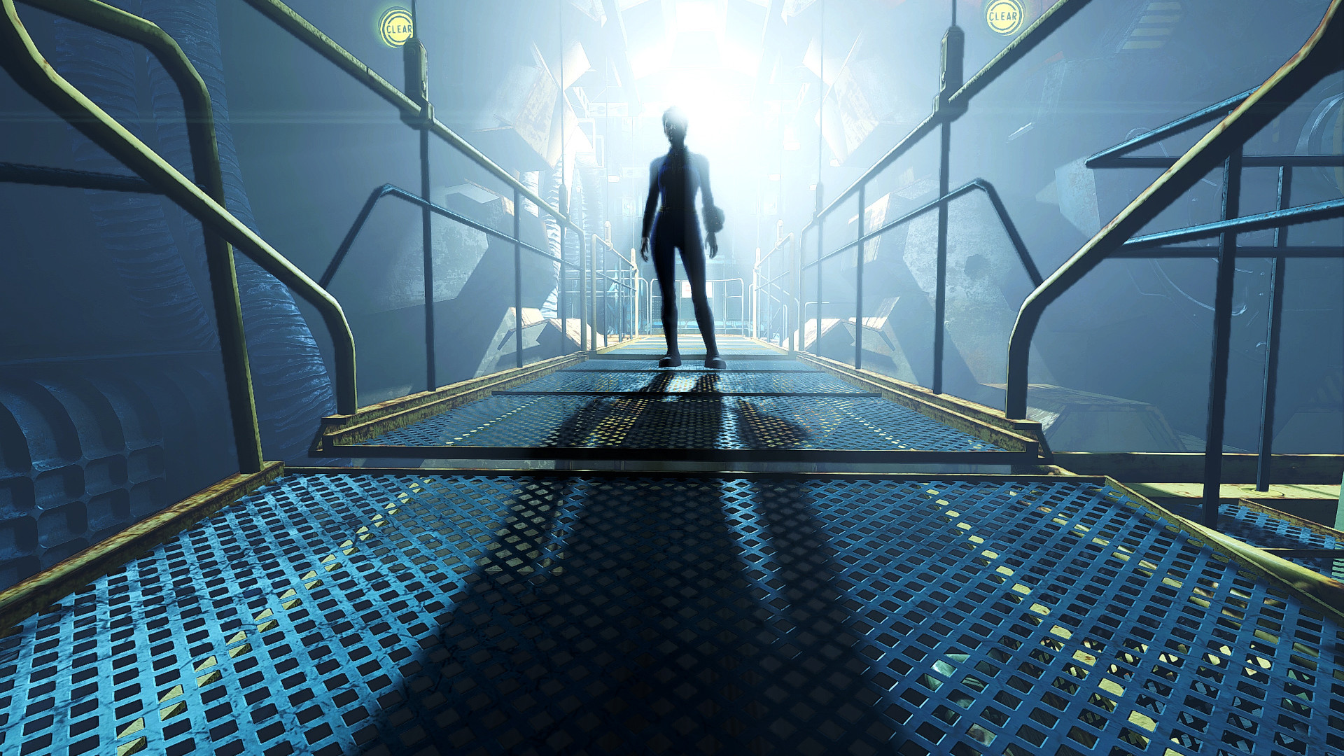Fallout 4, Vault 111, Passerella, Silhouette, Full HD, sfondo Windows 11