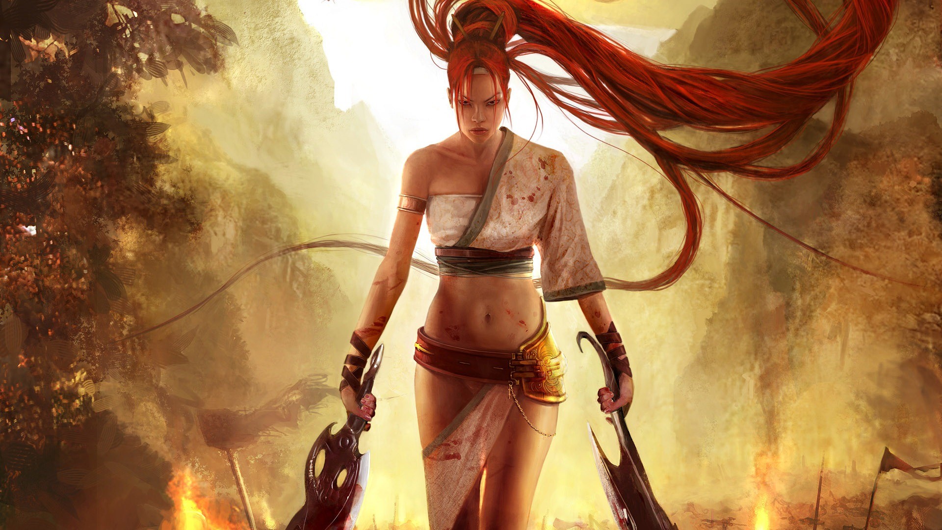 Nariko, Heavenly Sword, Guerriera, Capelli rossi, Full HD, sfondo per portatile