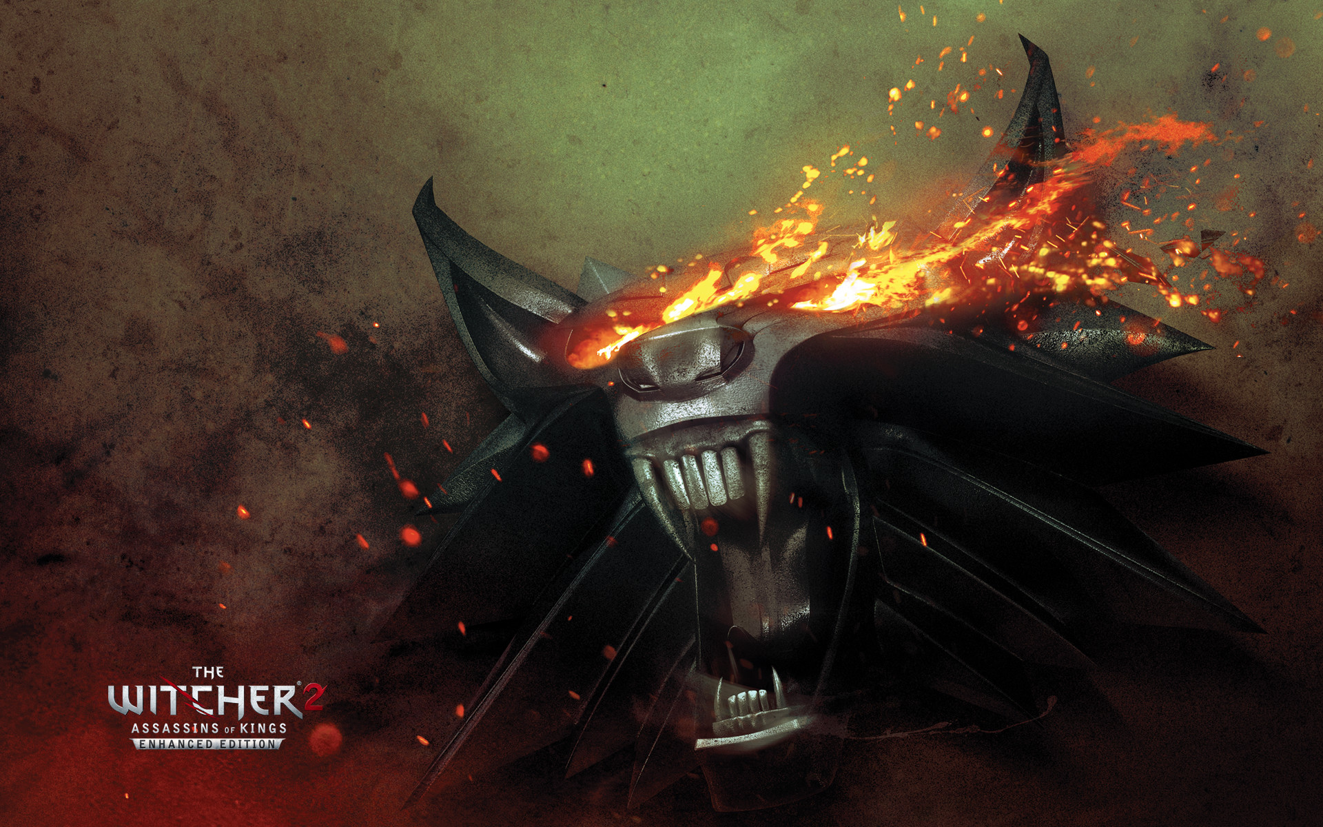 Medaglione del Lupo, The Witcher 3: Wild Hunt, Fuoco, Logo, Full HD, sfondo Windows 11