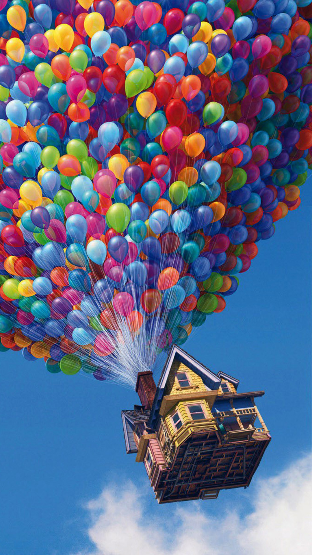 Up, Pixar, Casa volante, Palloncini colorati, Cielo, sfondo Full HD per smartphone