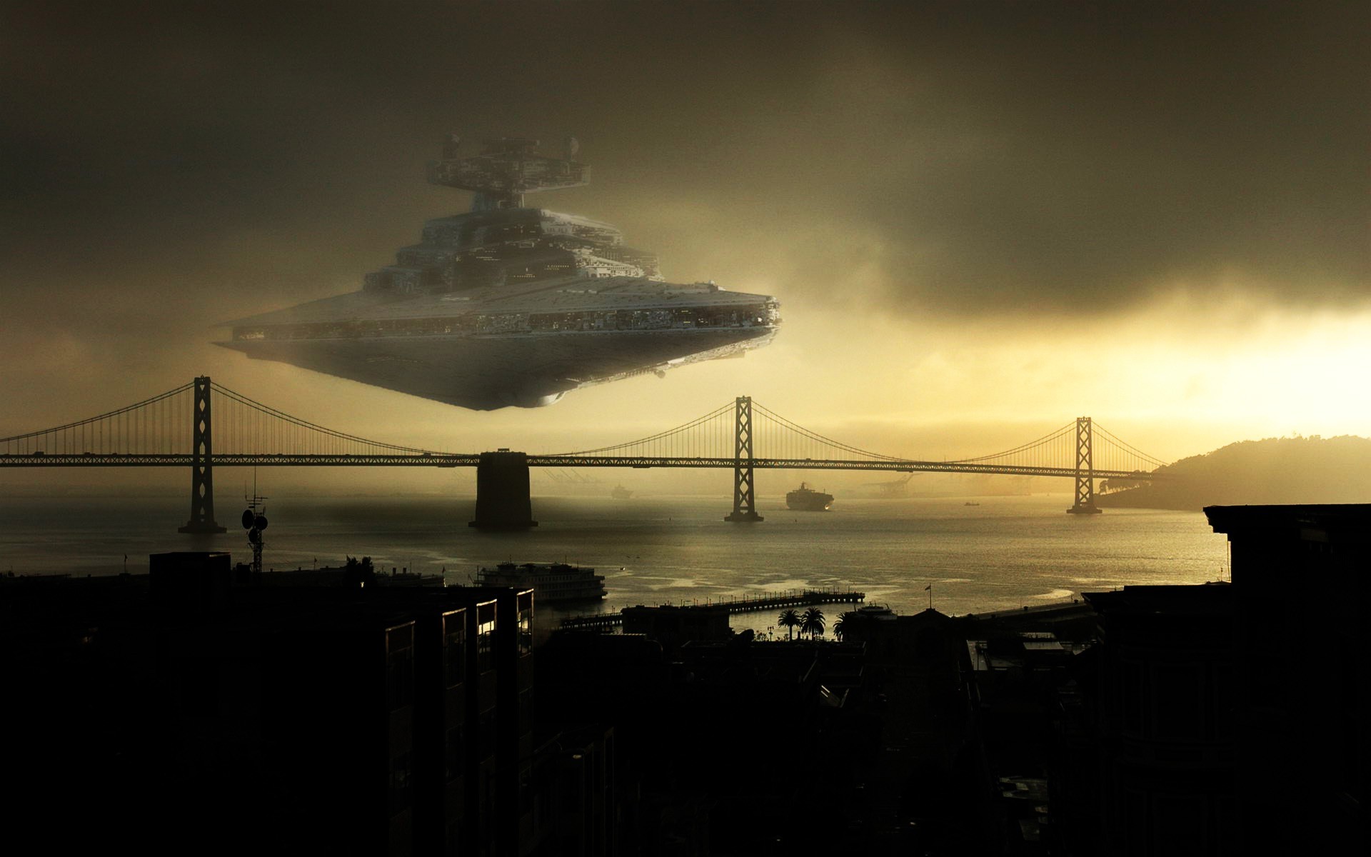 Star Destroyer, Star Wars, Bay Bridge, San Francisco, 16:10 Full HD, wallpaper widescreen