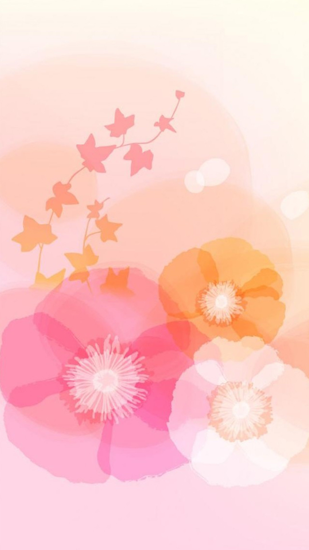 Fiori stilizzati, Illustrazione, Rosa pastello, sfondo iPhone Full HD
