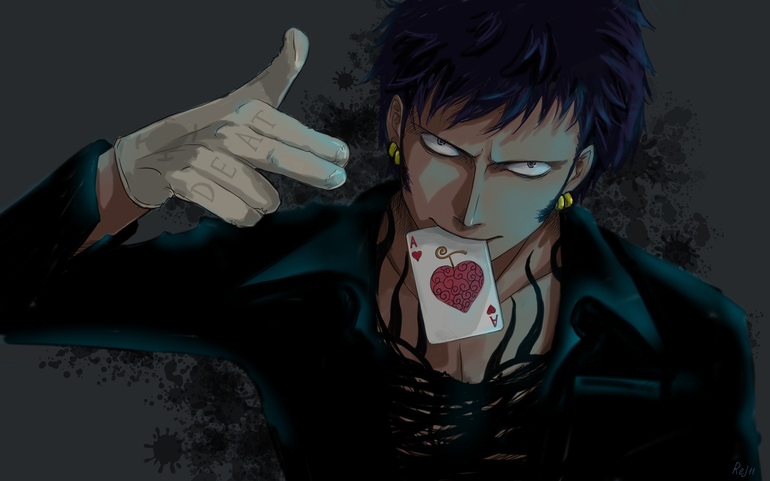 Trafalgar Law, One Piece, Carta da gioco, Sfondo scuro, 2K, wallpaper per portatile
