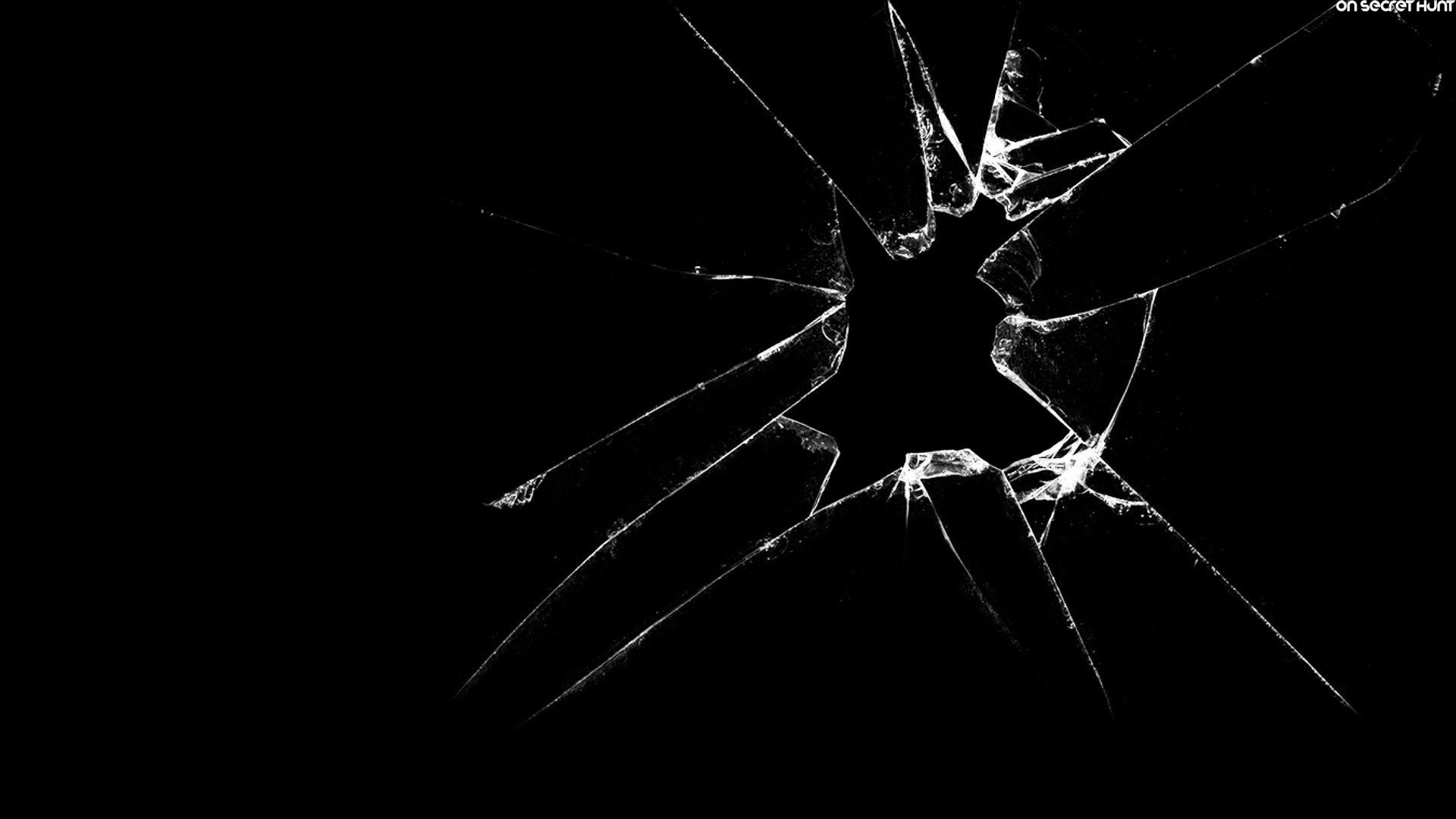 Vetro rotto, Crepe, Sfondo nero, 16:9 Full HD, wallpaper widescreen