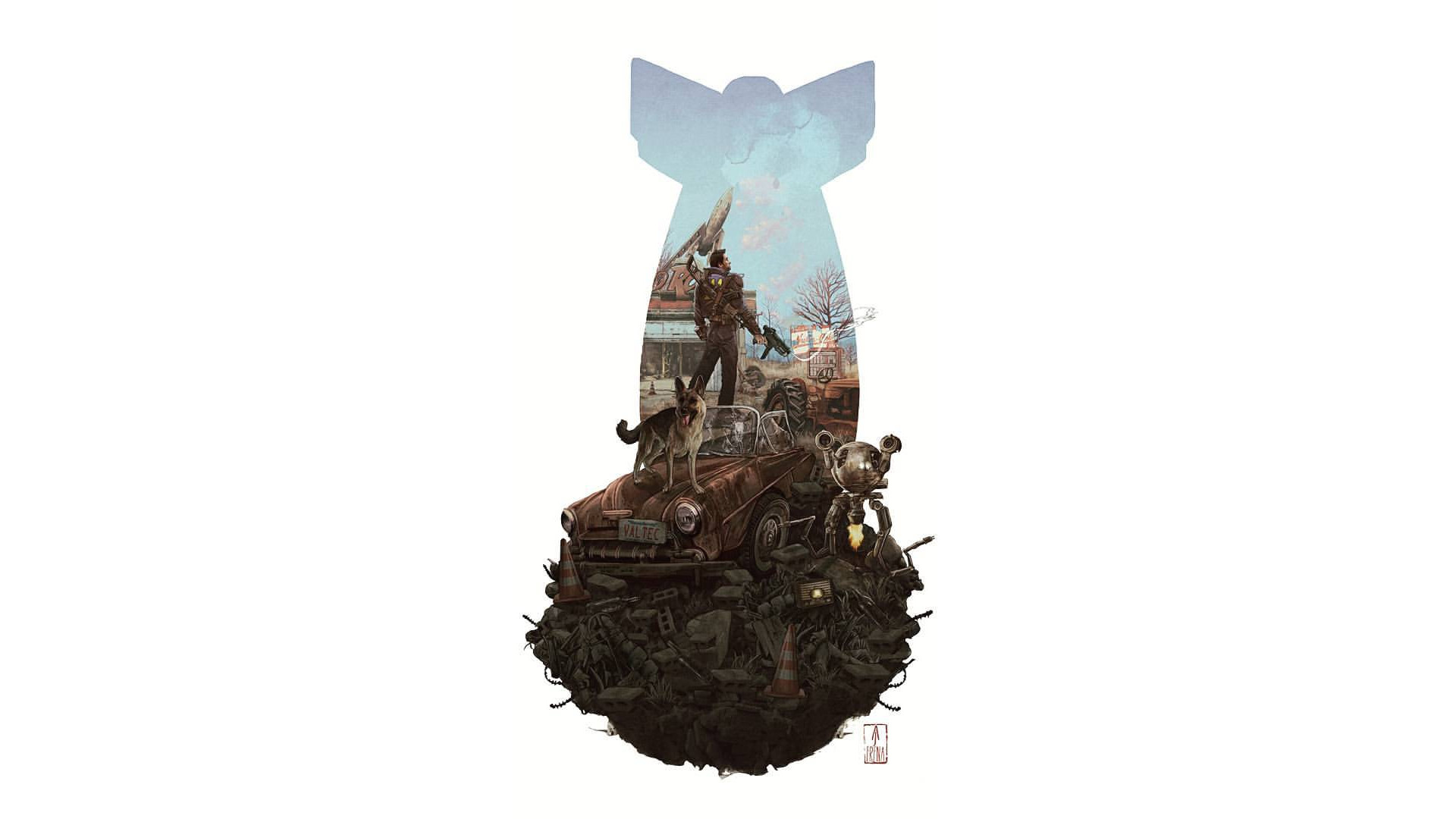 Fallout 4, Doppia esposizione, Bomba, Minimalista, Full HD, sfondo Windows 11