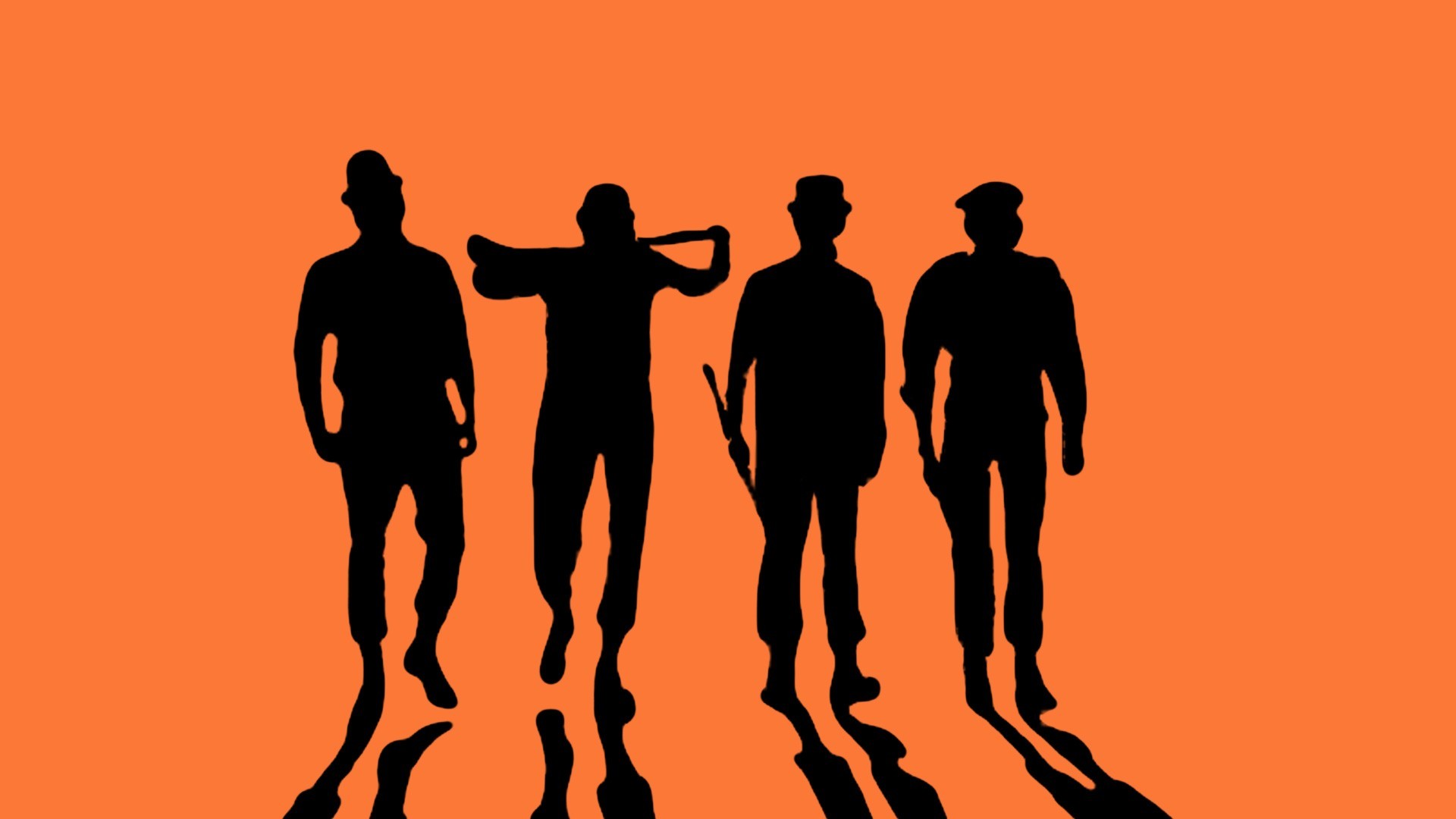 Arancia meccanica, Drughi, Silhouette, Arancione, Full HD, wallpaper desktop