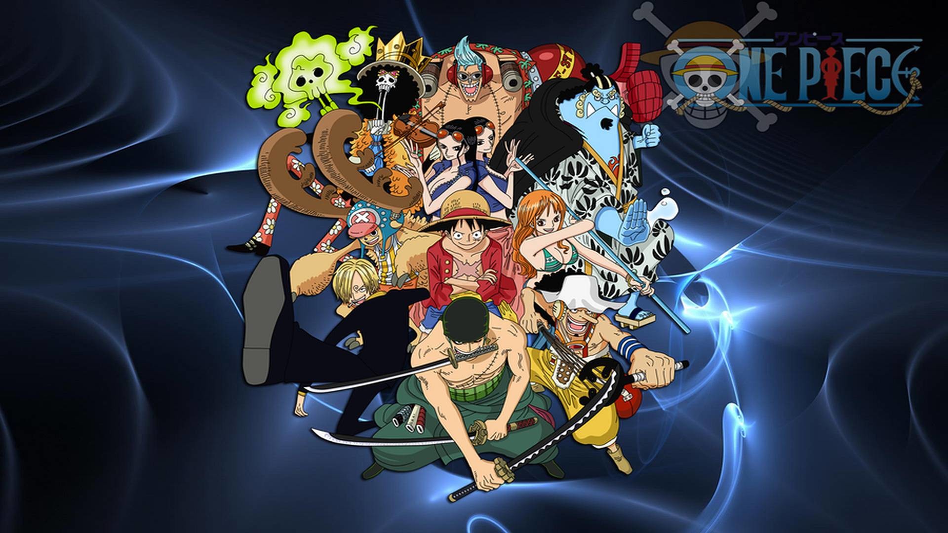 Ciurma di Cappello di Paglia, Logo One Piece, One Piece, Blu, Gruppo, sfondo desktop 1920x1080