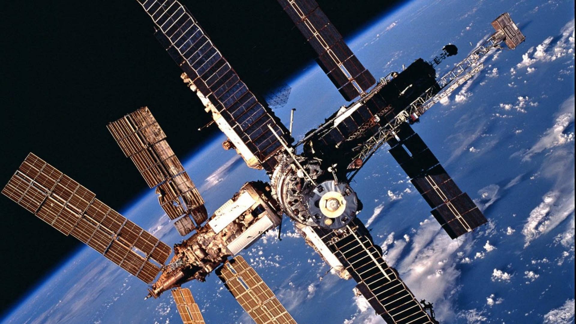 Stazione spaziale Mir, Terra, Pannelli solari, Full HD 1080p, sfondo desktop