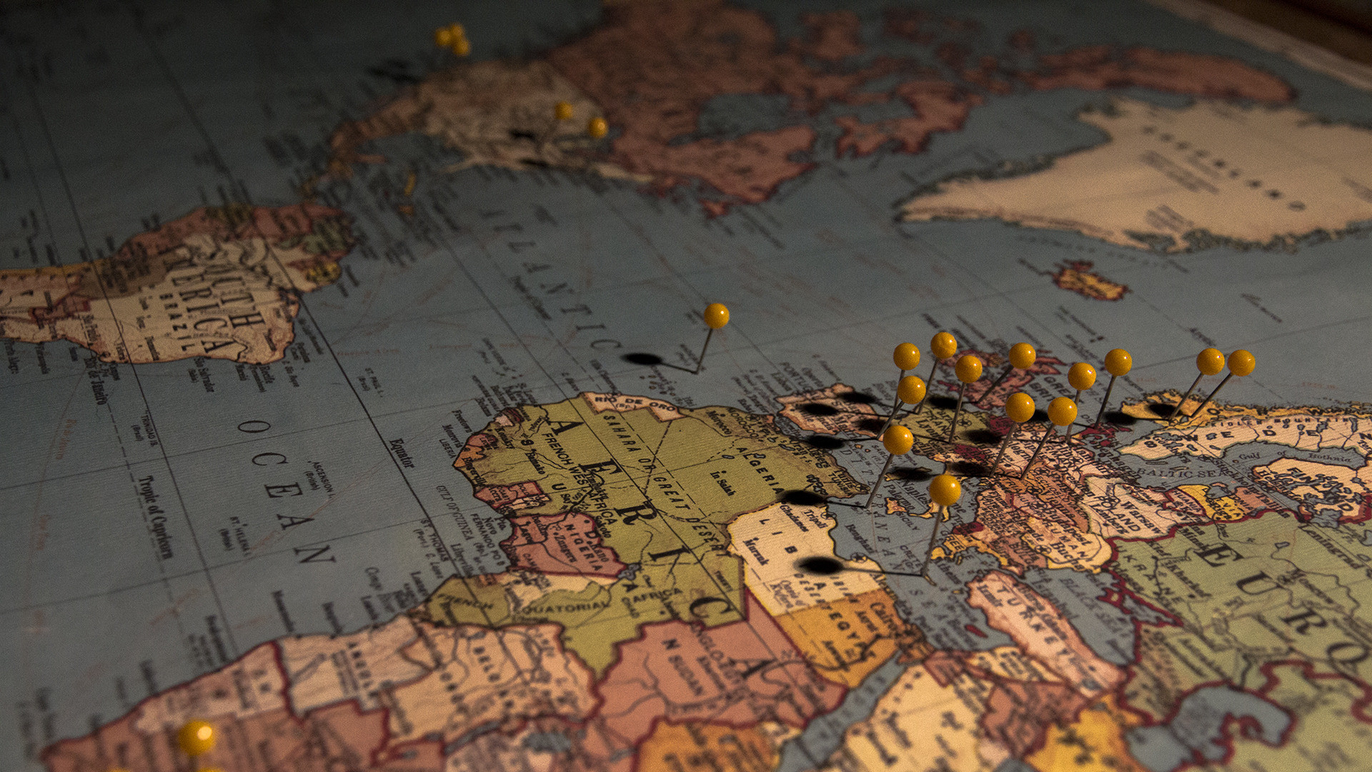 Mappa, Puntine, Europa, Viaggio, 16:9 Full HD, sfondo widescreen