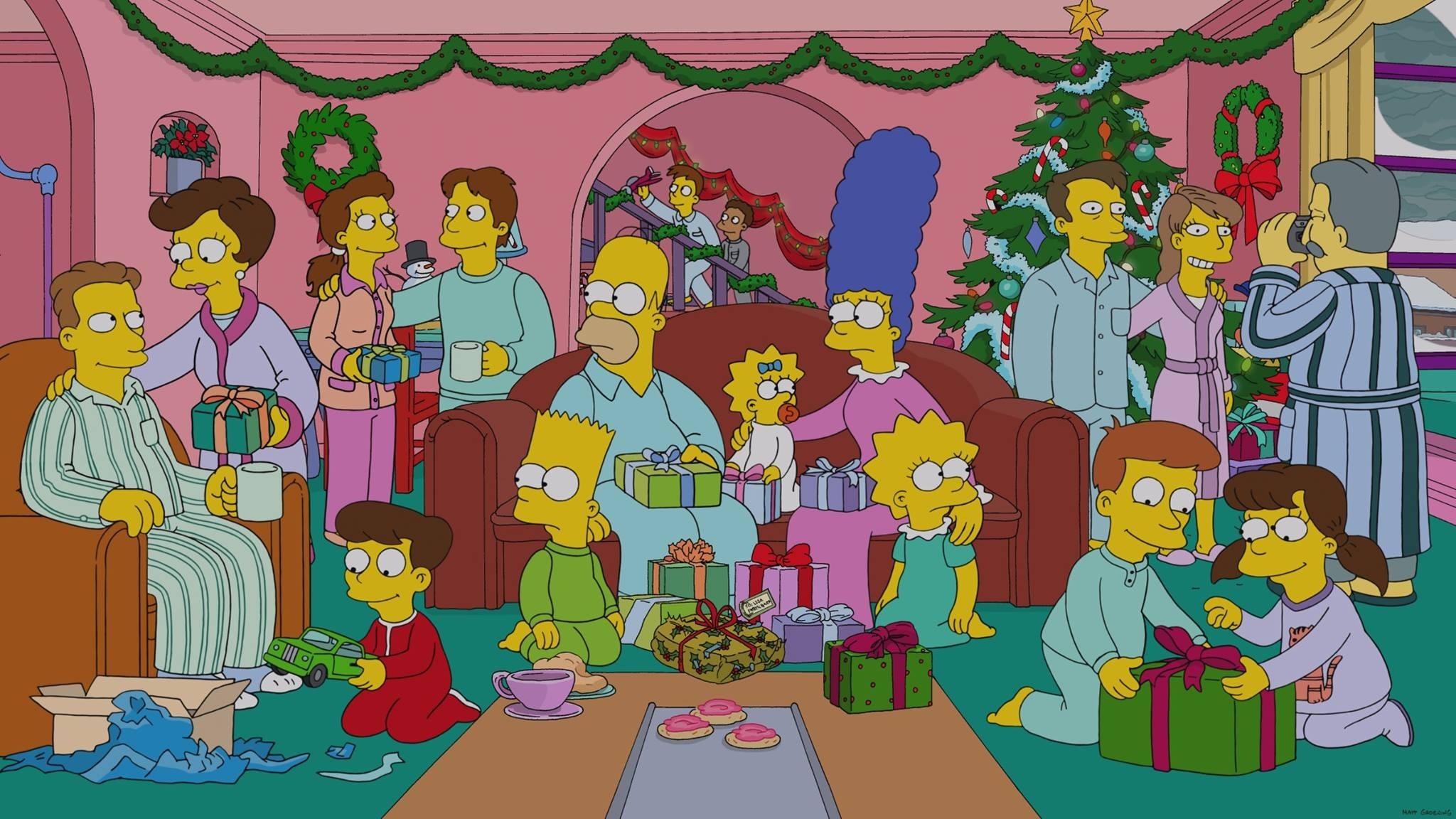 I Simpson, Natale, Albero di Natale, Regali, Full HD, sfondo per portatile