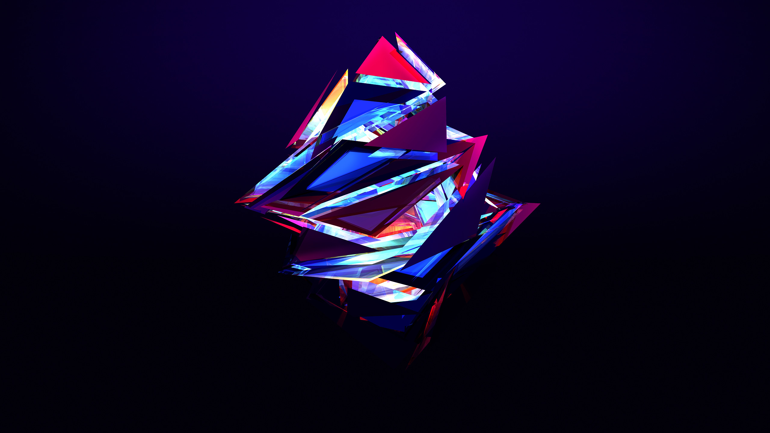 Astratto, Schegge, Blu e rosso, Sfondo scuro, 2K, wallpaper per computer
