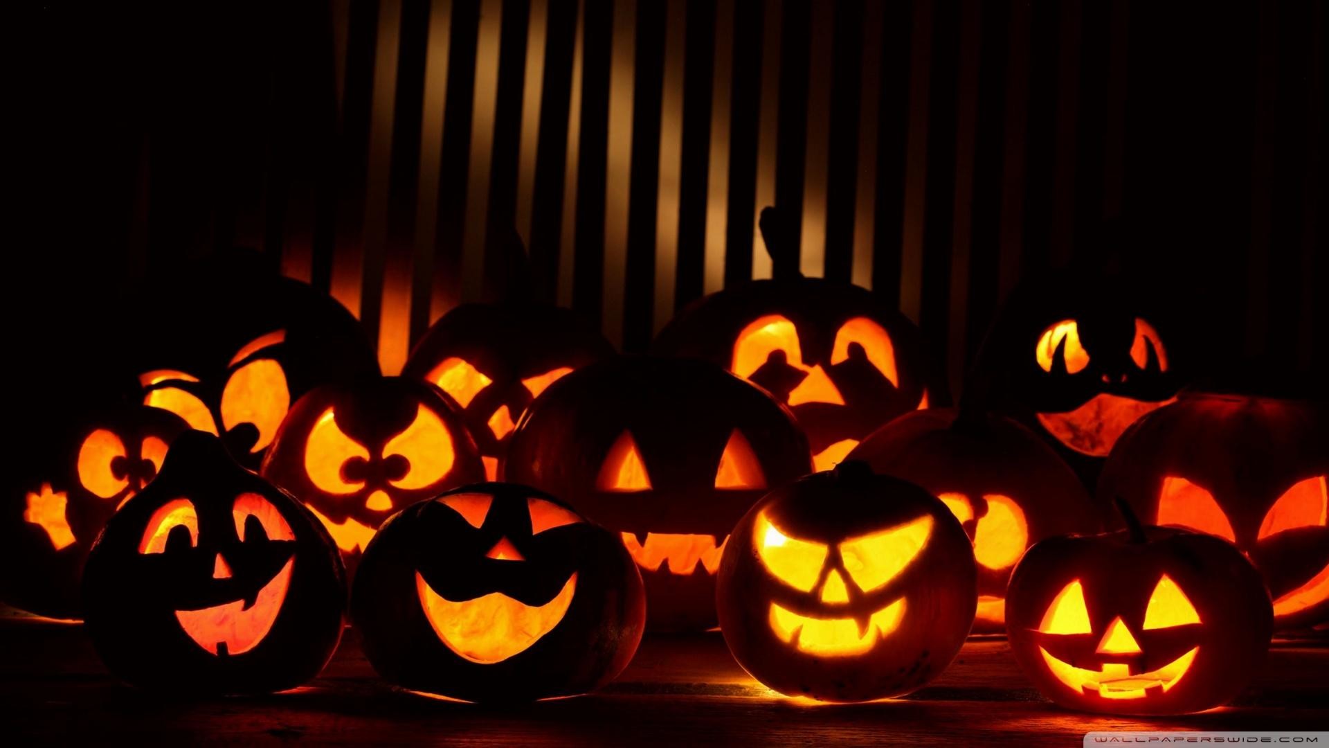 Jack-o'-lantern, Notte, Arancione, Full HD, sfondo per PC e portatile