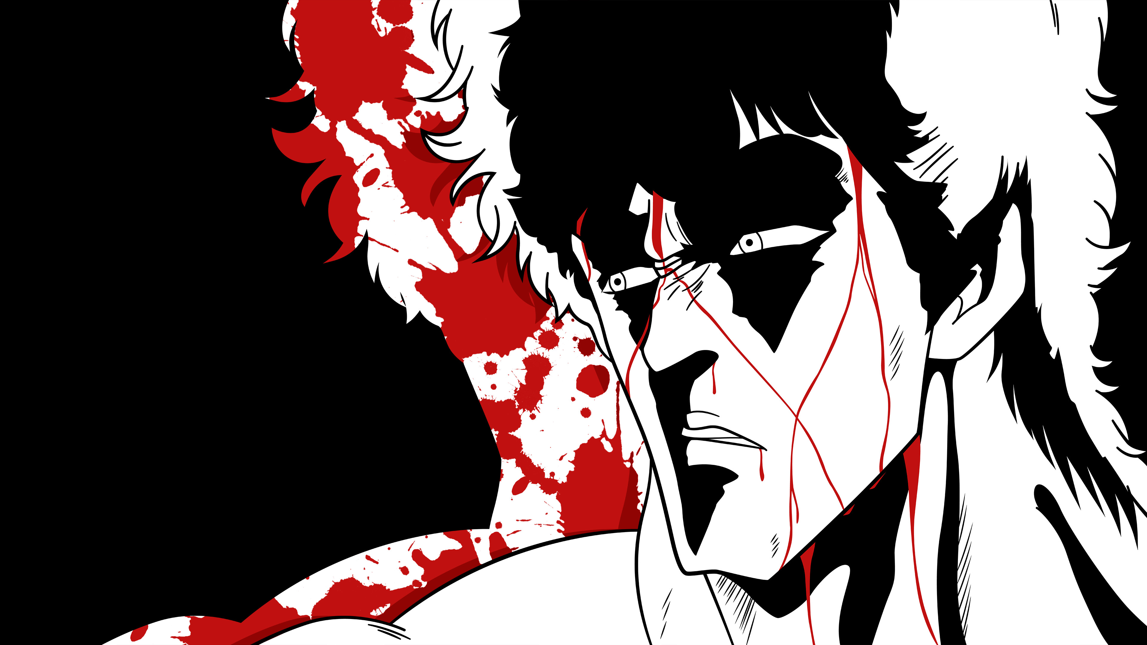 Kenshiro, Ken il guerriero, Bianco e nero, Schizzi rossi, Manga, wallpaper per portatile
