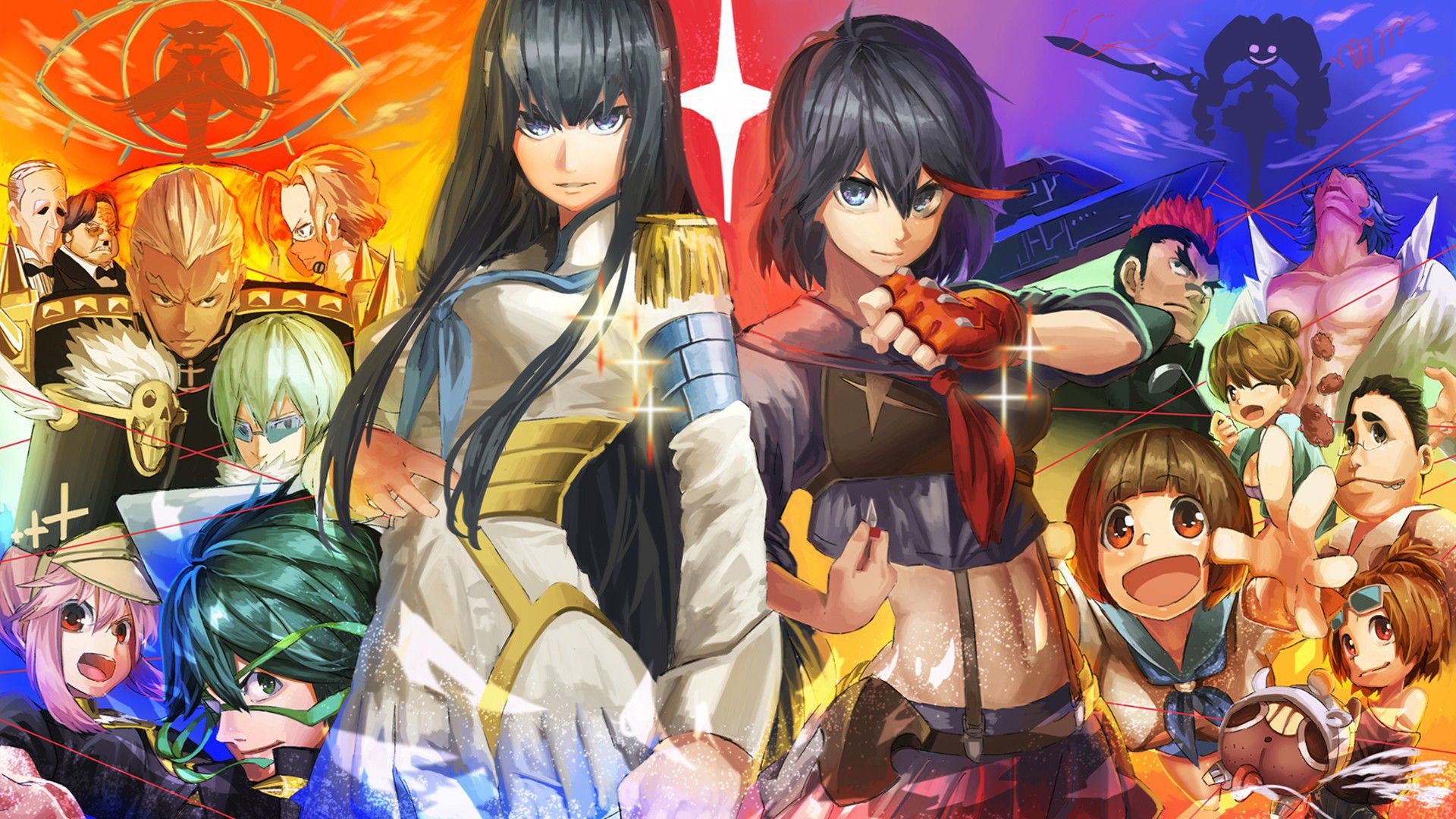 Kill la Kill, Ryuko Matoi, Satsuki Kiryuin, Personaggi, Colori vivaci, sfondo Windows 11