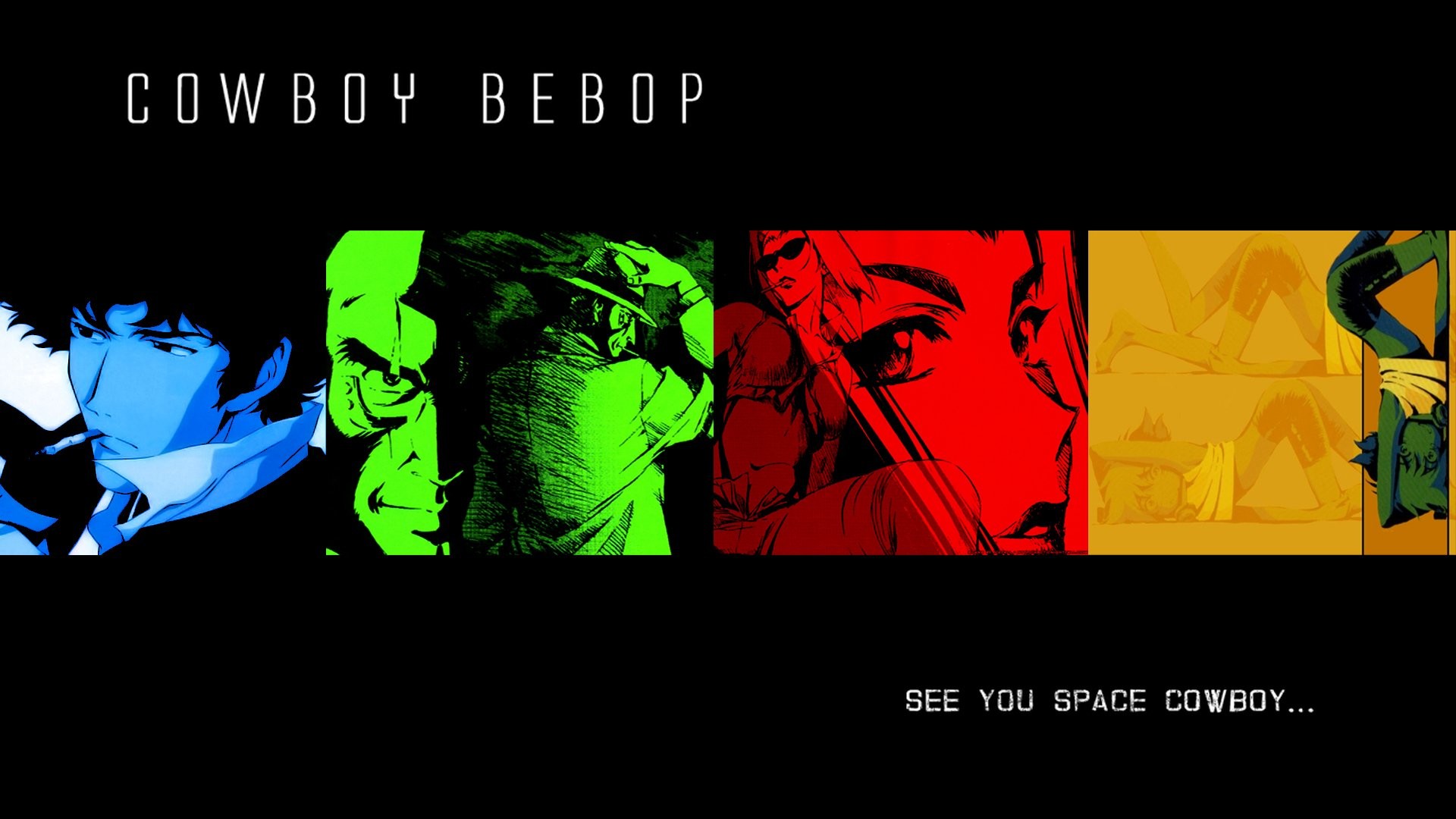 Spike Spiegel, Jet Black, Faye Valentine, Ed, Cowboy Bebop, See You Space Cowboy, immagine di sfondo