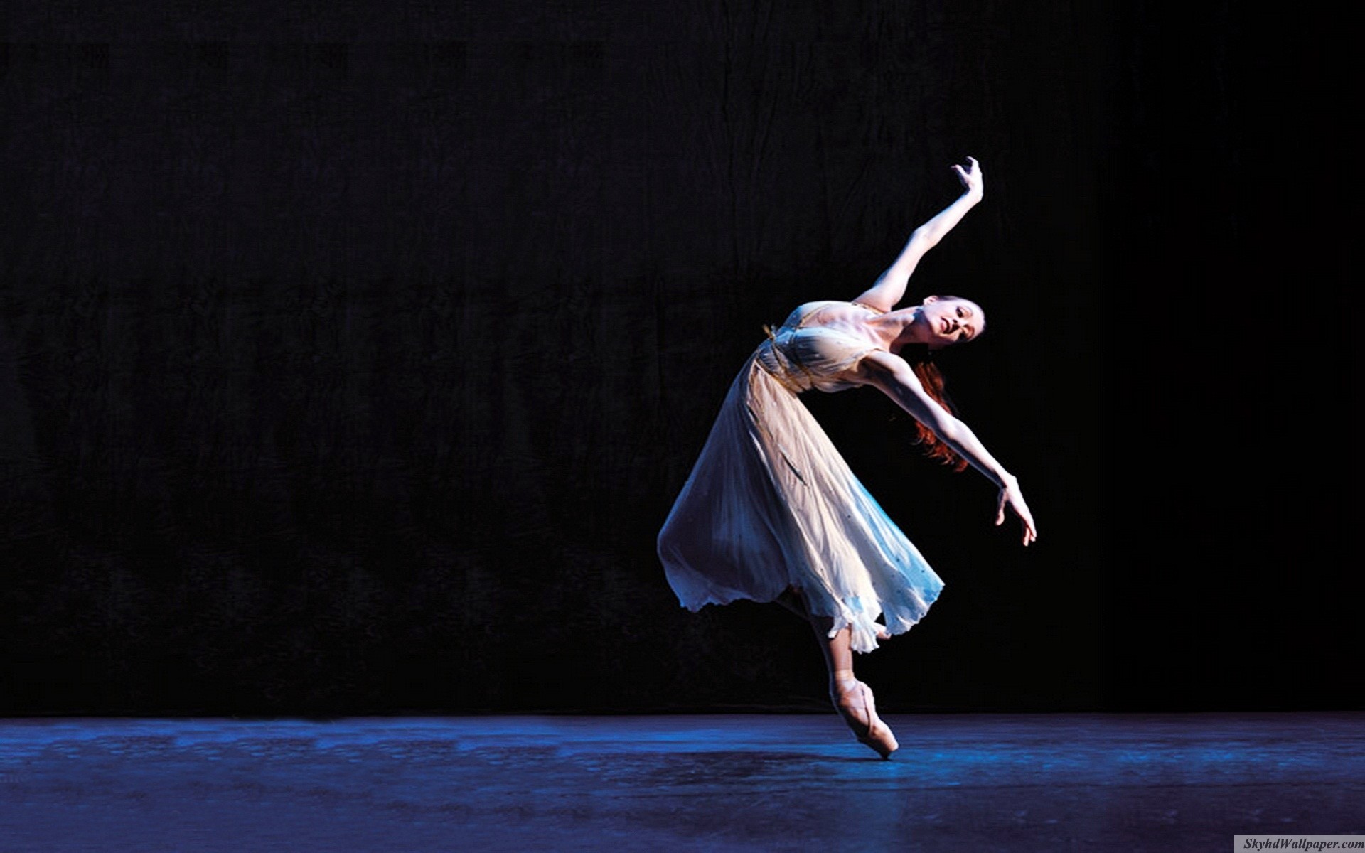 Ballerina, Danza contemporanea, Palcoscenico, Sfondo nero, Full HD, wallpaper per portatile