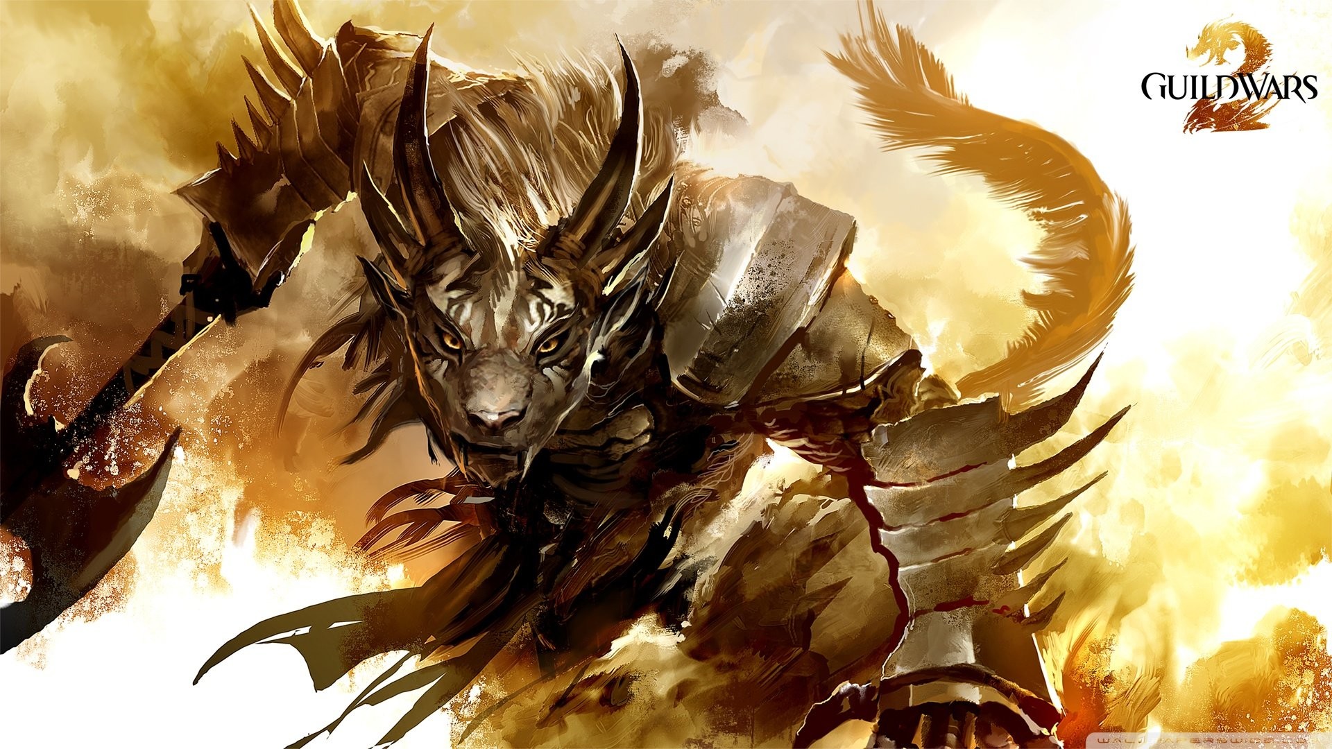 Guild Wars 2, Charr, Guerriero, Logo, 16:9 Full HD, sfondo widescreen