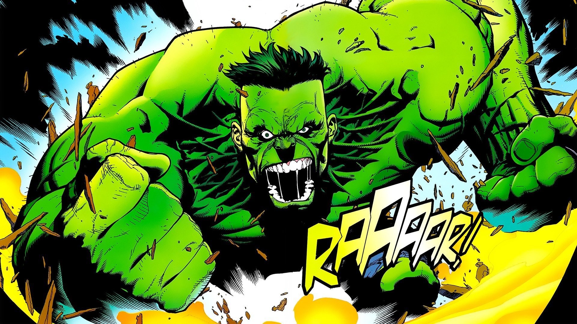 Hulk, Marvel Comics, Verde, Urlo, Full HD, sfondo per PC