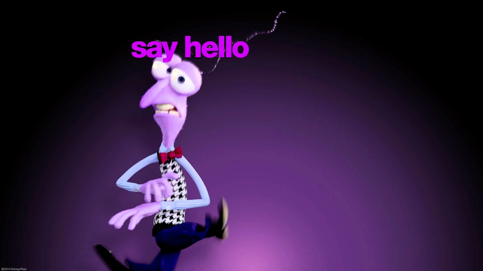 Paura, Inside Out, Say Hello, Viola, Sfondo scuro, Full HD, wallpaper desktop