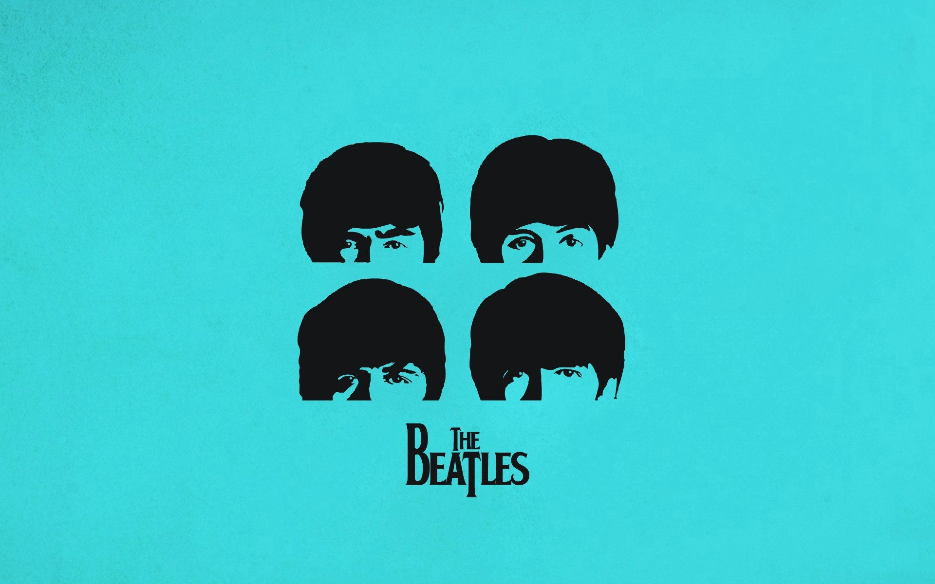 The Beatles, Silhouette, Sfondo turchese, Minimalismo, Full HD, wallpaper per portatile