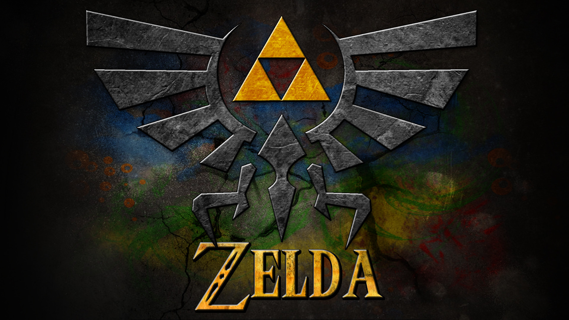 Stemma di Hyrule, Triforza, The Legend of Zelda, Logo, Pietra, Full HD, sfondo per PC