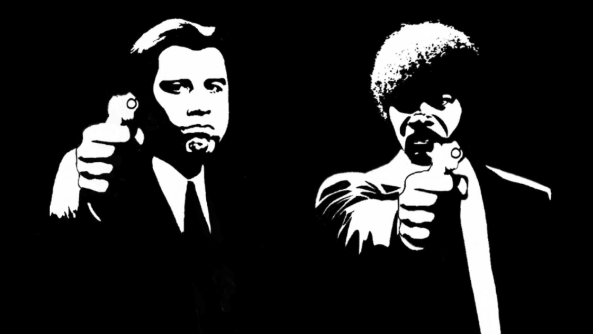 Vincent Vega, Jules Winnfield, Pulp Fiction, Bianco e nero, Full HD 1080p, sfondo desktop
