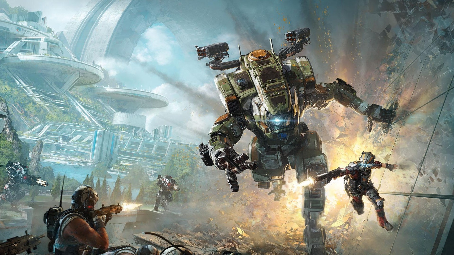 Titanfall 2, BT-7274, Pilota, Battaglia, Esplosione, Full HD, sfondo per portatile