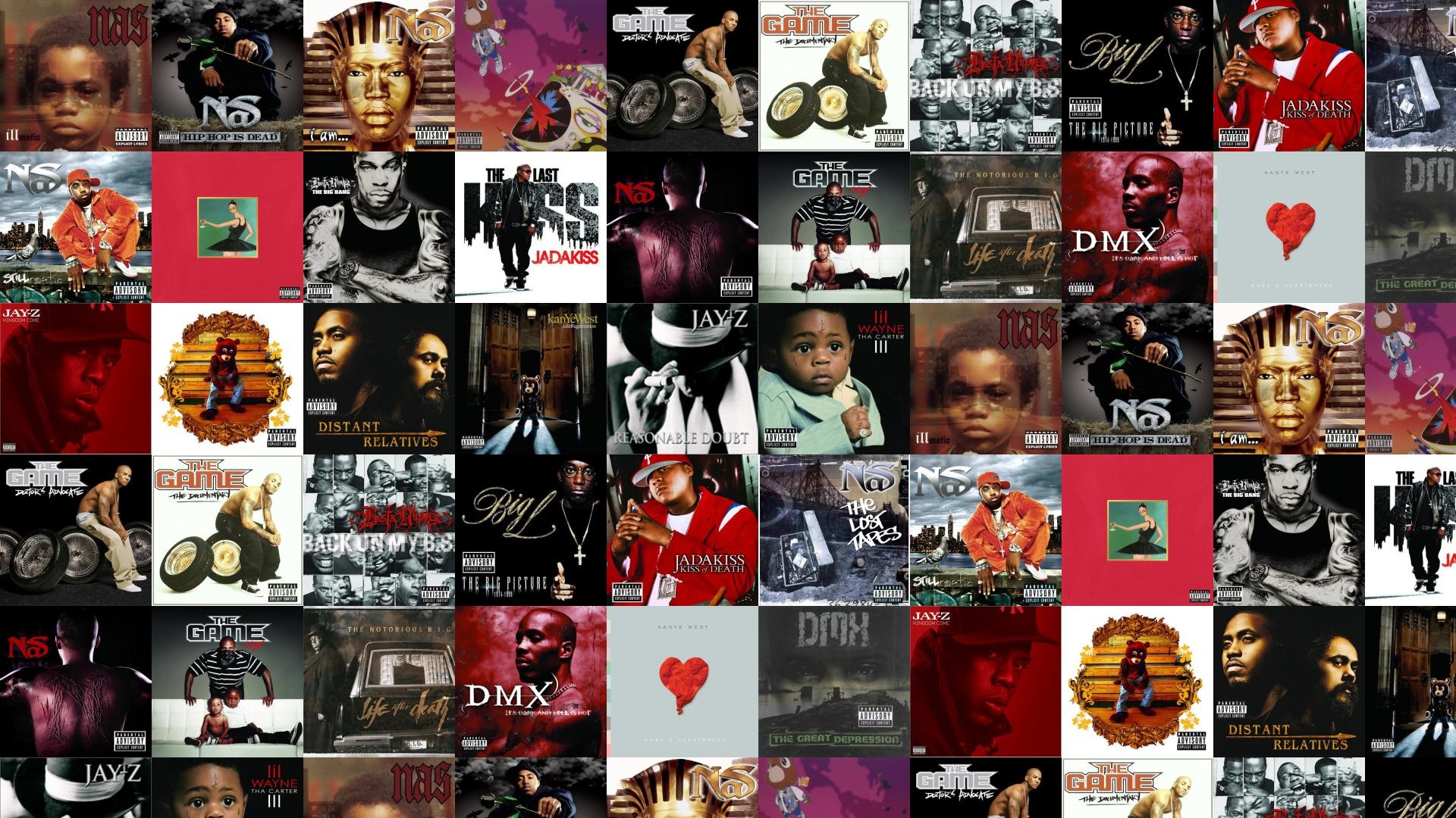 Copertine album, DMX, Nas, Collage, Full HD, sfondo Windows 11