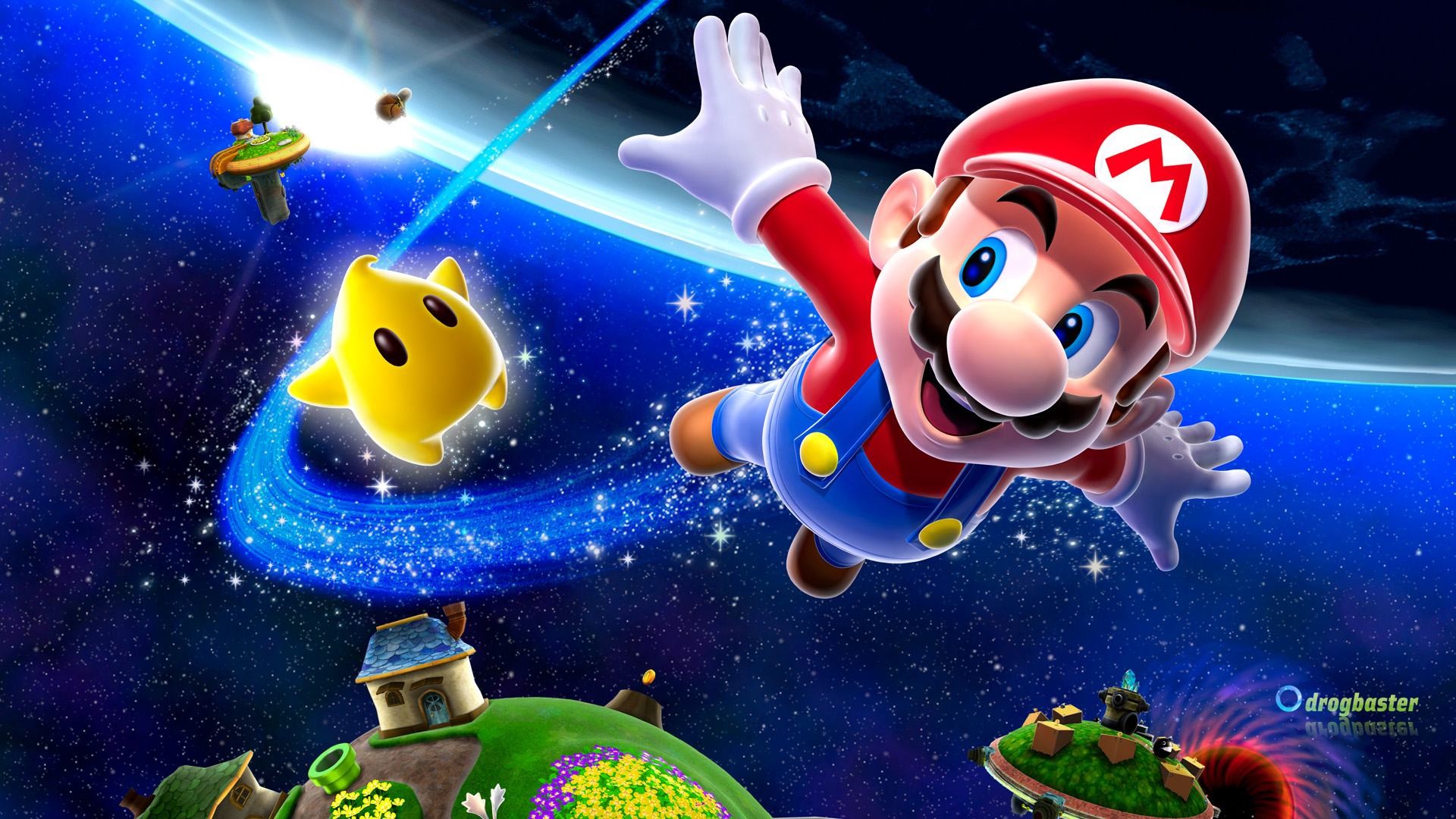 Super Mario Galaxy, Mario, Luma, Nintendo, Spazio, 1920x1080, wallpaper desktop