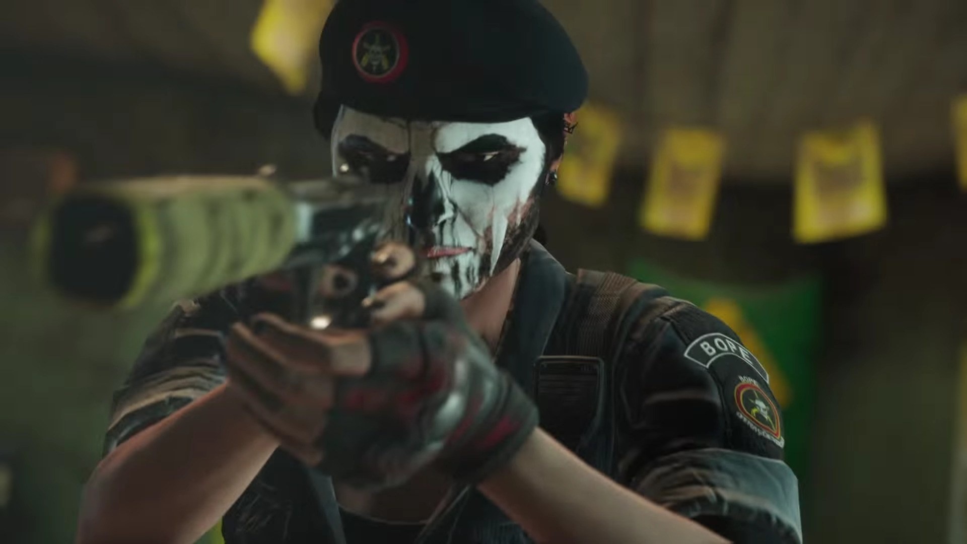 Tom Clancy's Rainbow Six Siege, Caveira, BOPE, Trucco a teschio, Pistola, sfondo Windows 11