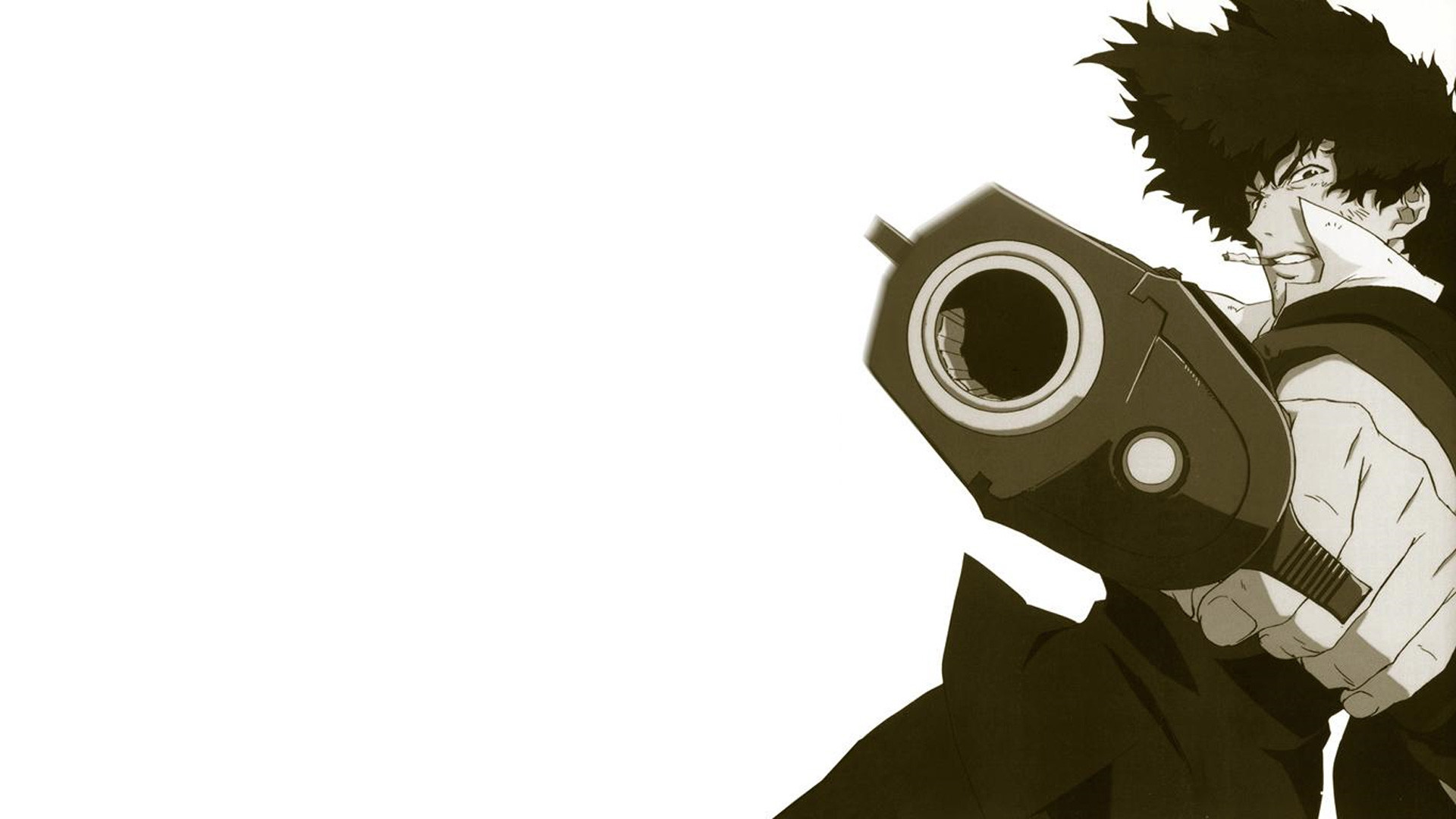 Spike Spiegel, Cowboy Bebop, Pistola, Sfondo bianco, Full HD, wallpaper per portatile