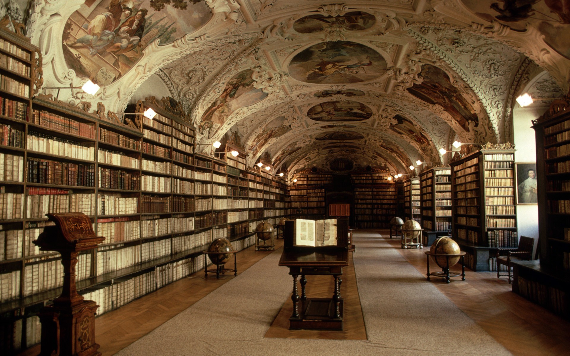 Biblioteca di Strahov, Sala Teologica, Praga, Barocco, 1920x1200, wallpaper desktop