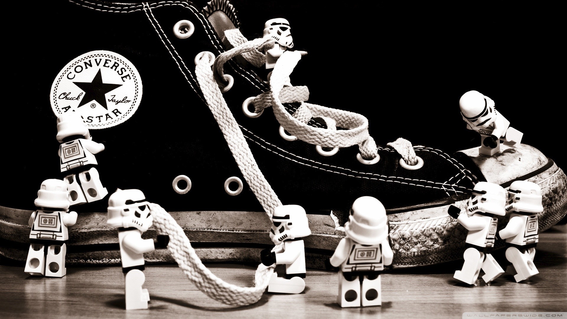 Stormtrooper LEGO, LEGO Star Wars, Converse, Bianco e nero, Full HD, wallpaper per PC