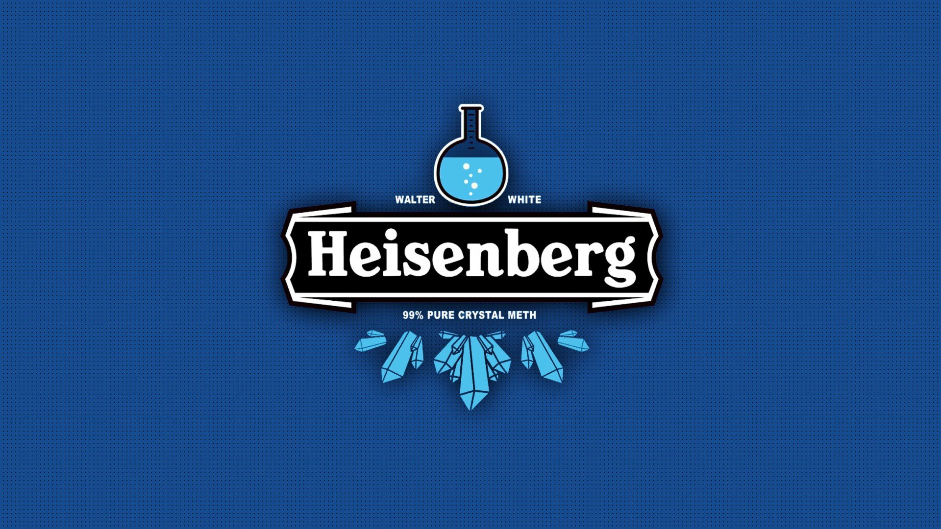 Heisenberg, Breaking Bad, Parodia Heineken, Logo, Sfondo blu, Full HD, wallpaper per portatile