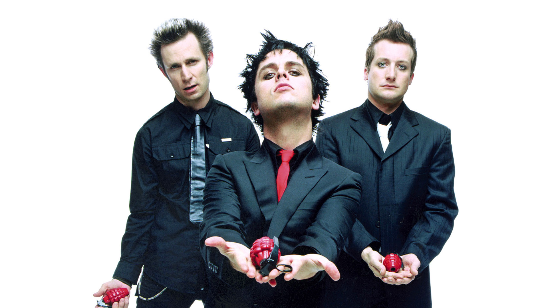 Green Day, Billie Joe Armstrong, Mike Dirnt, Tré Cool, Granata a cuore, sfondo Full HD per PC
