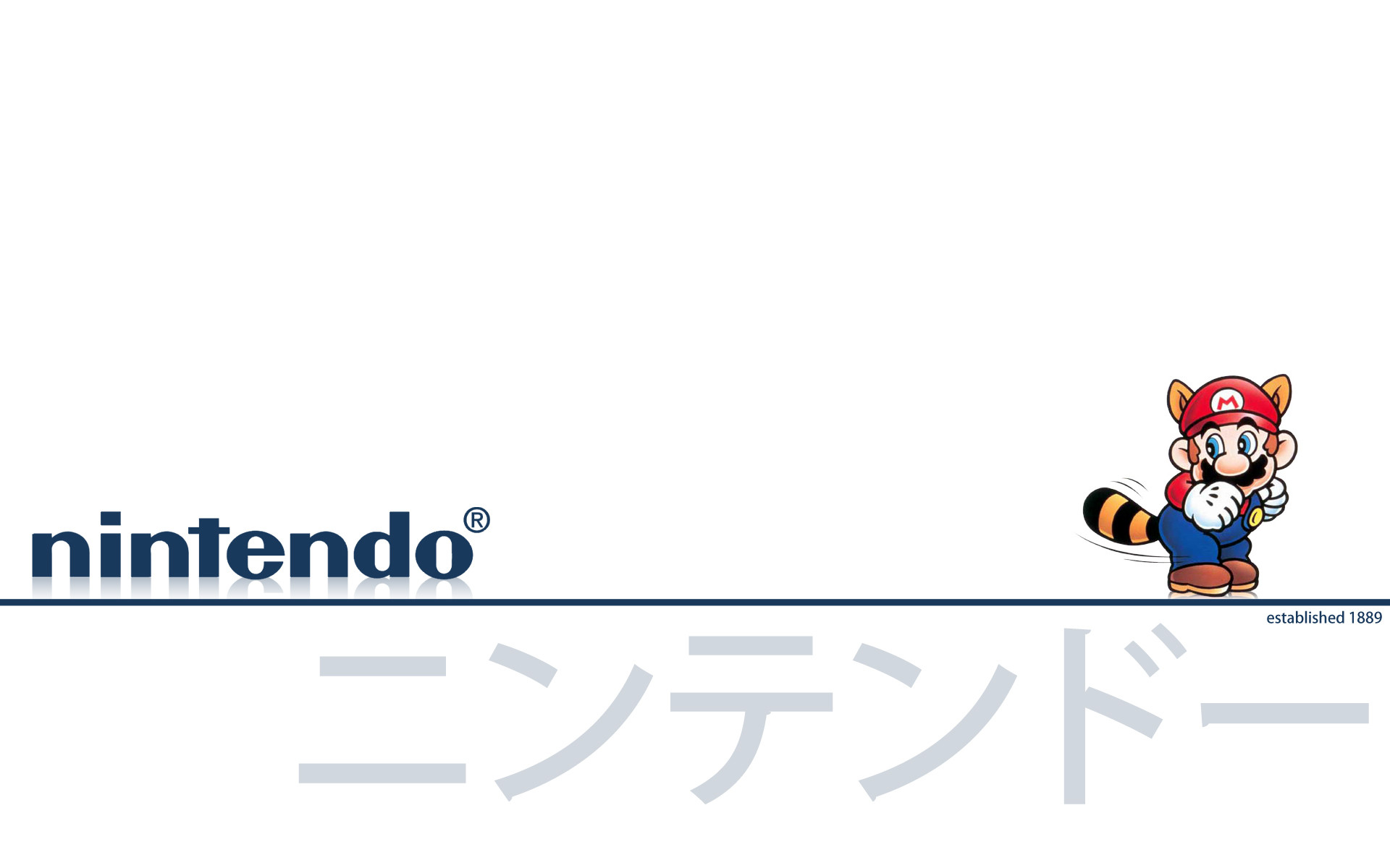 Nintendo, Mario Tanuki, Logo, Katakana, Sfondo bianco, 1920x1200, wallpaper desktop