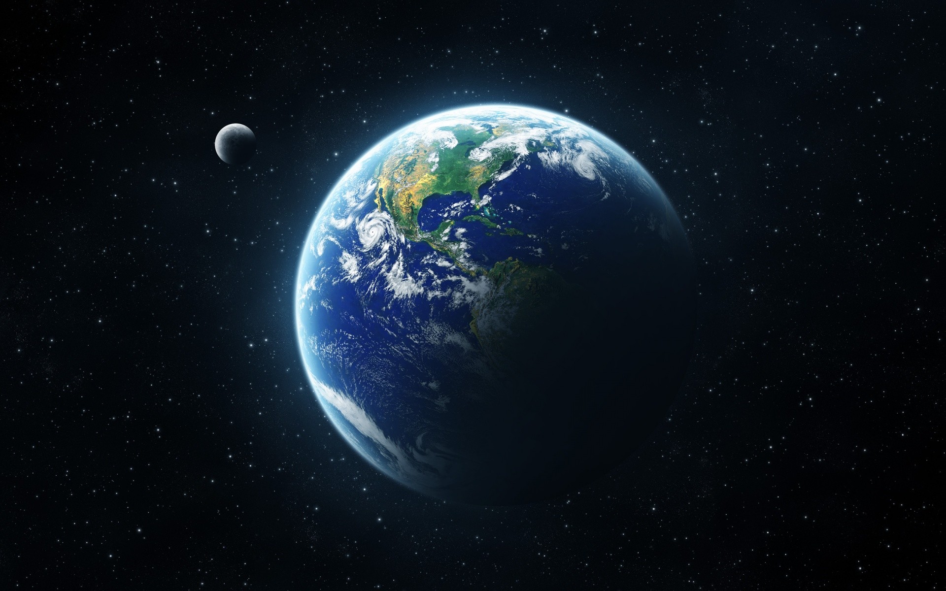 Terra, Luna, Spazio, Stelle, 16:10 Full HD, sfondo widescreen