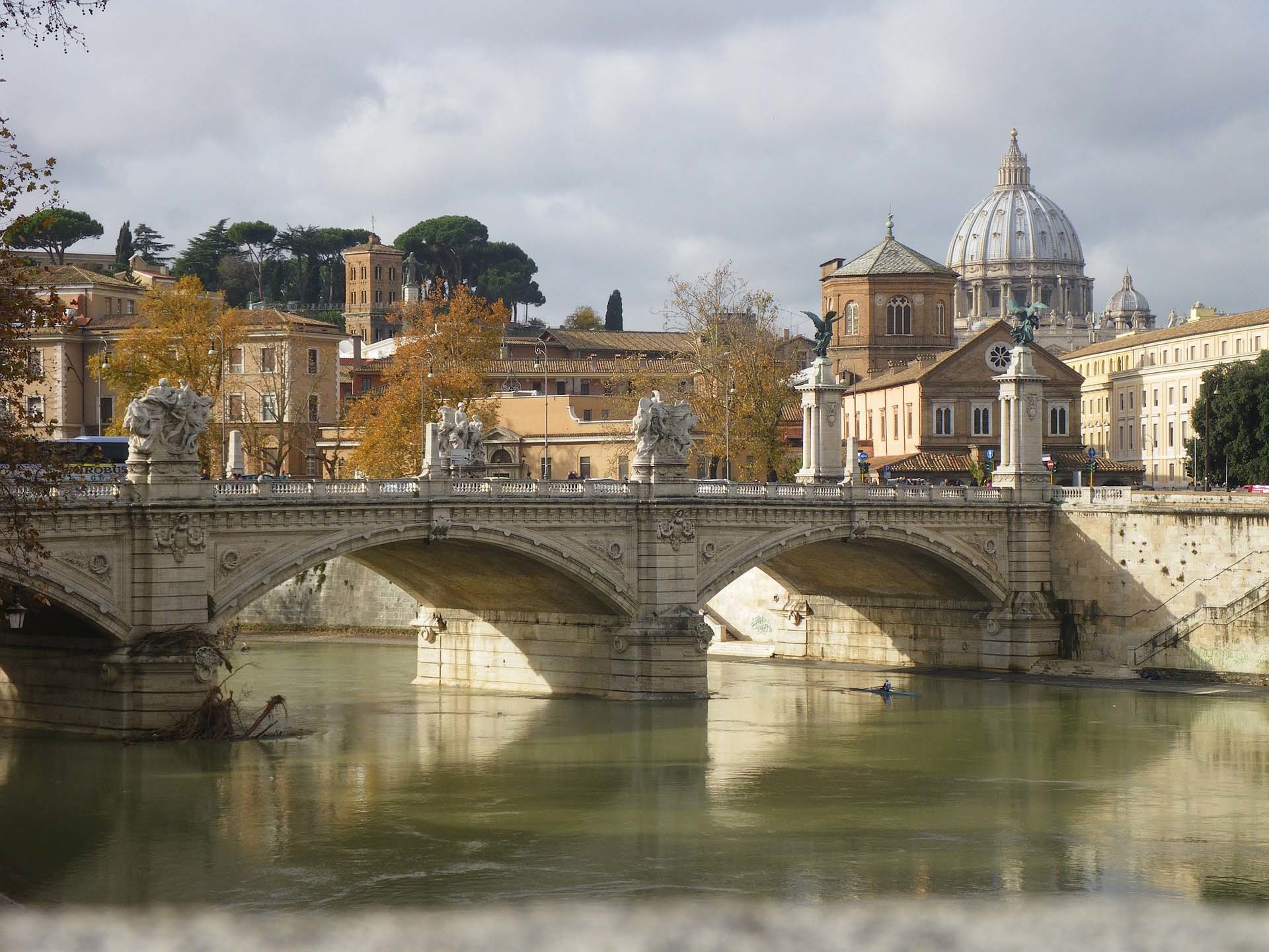 Ponte Umberto I, Tevere, Basilica di San Pietro, Roma, Fiume, Full HD, wallpaper per tablet