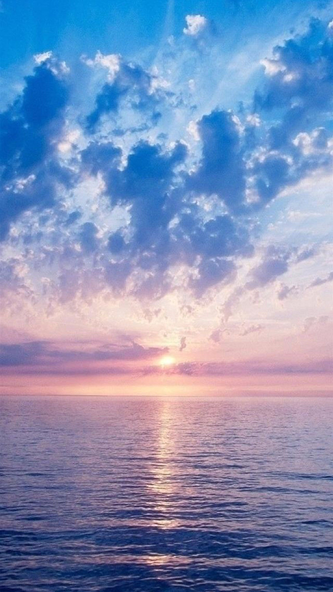 Tramonto, Mare, Nuvole, Cielo azzurro, sfondo Galaxy S5 Full HD