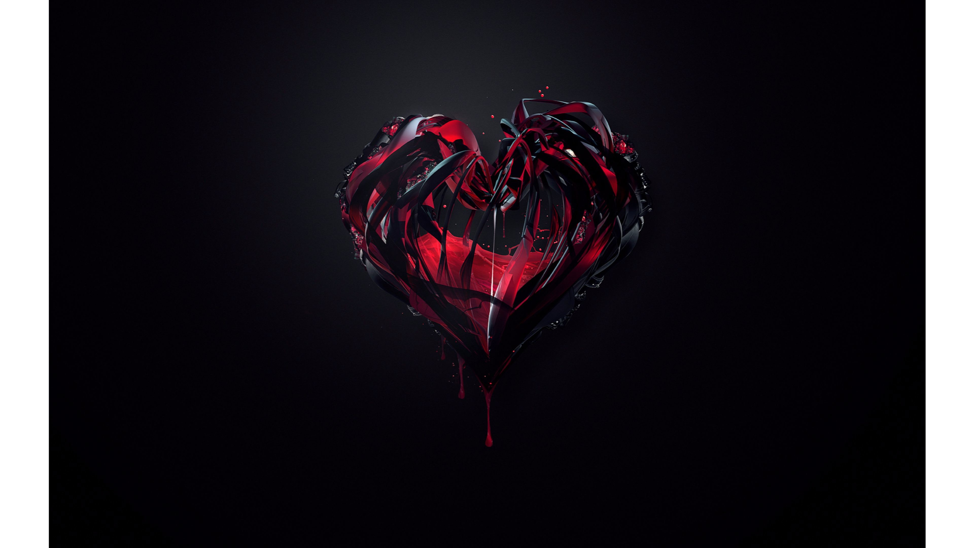 Cuore, Rosso, Sfondo nero, 3840x2160, wallpaper desktop