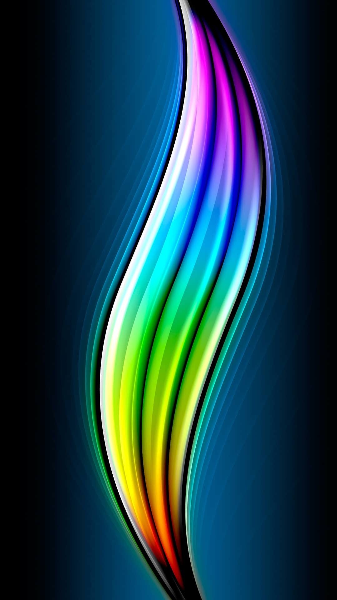 Onda arcobaleno, Astratto, Sfondo scuro, wallpaper iPhone 7 Plus