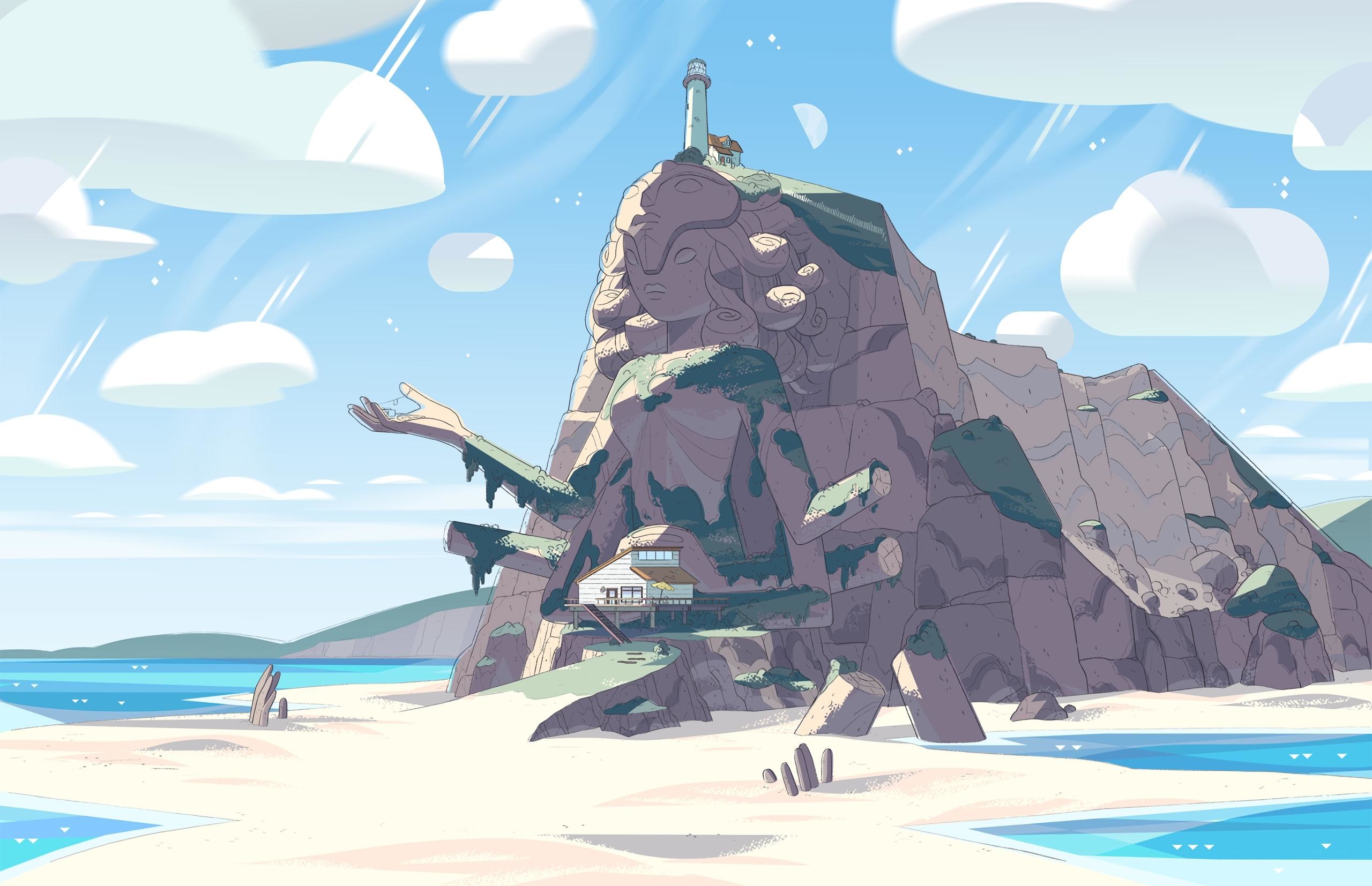 Steven Universe, Tempio di cristallo, Faro, Spiaggia, 2K, sfondo per PC e portatile