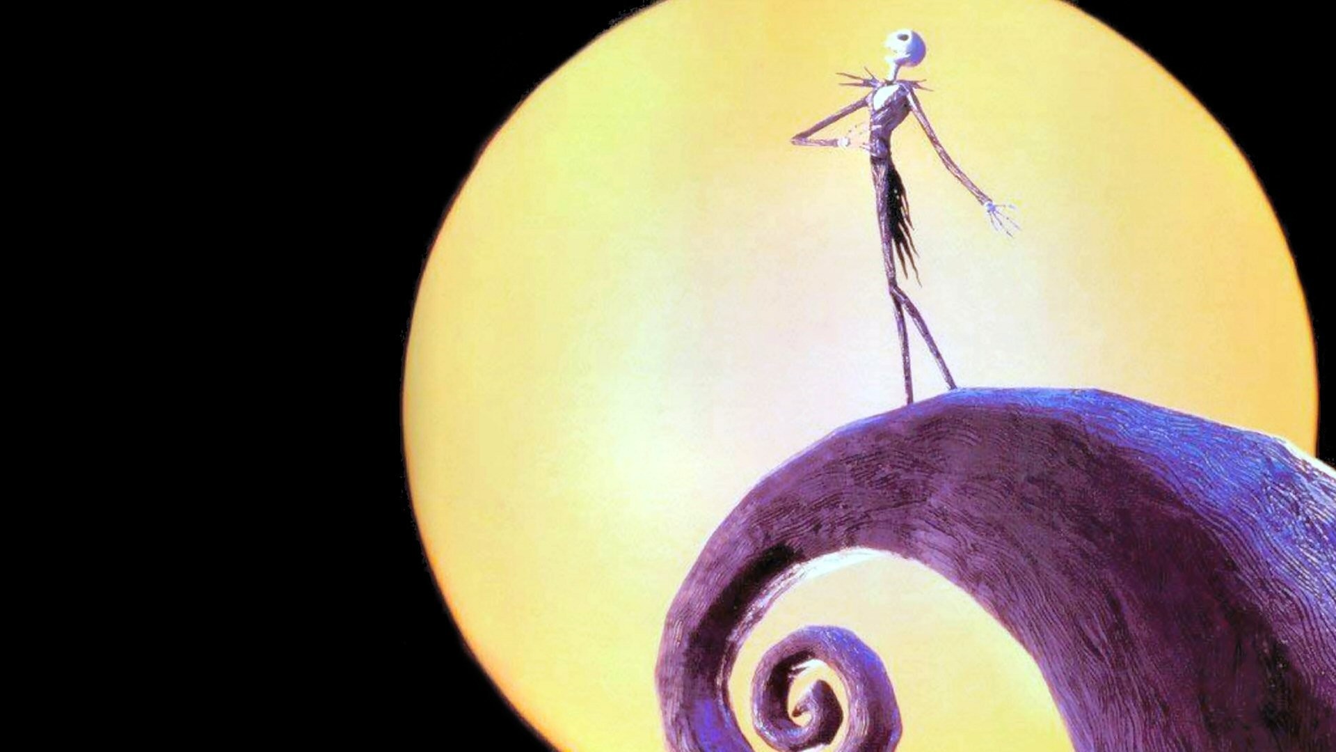 Jack Skellington, Nightmare Before Christmas, Spiral Hill, Luna piena, sfondo desktop 1080p