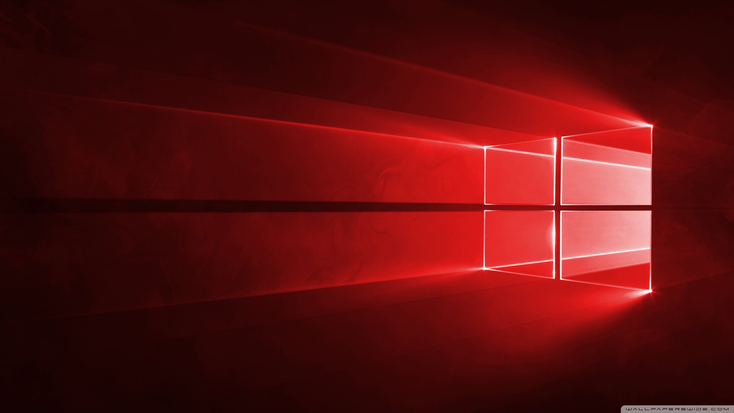 Windows 10, Logo Windows, Luce rossa, 2K, sfondo desktop